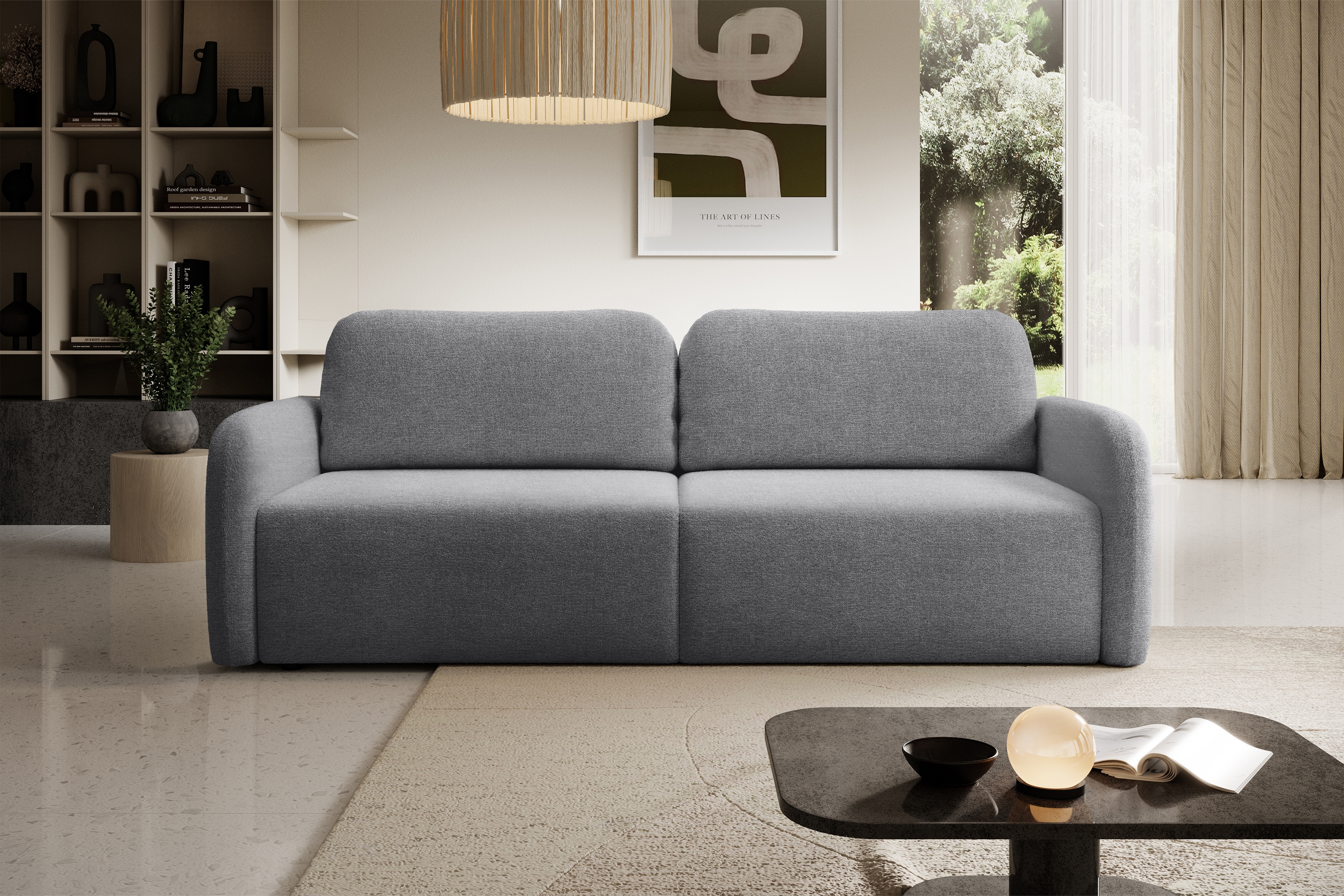 Rozkládací pohovka Limpik - šedá pletená látka Barrel 90 Pohovka rozkládací Limpik - šedá plecionka Barrel 90