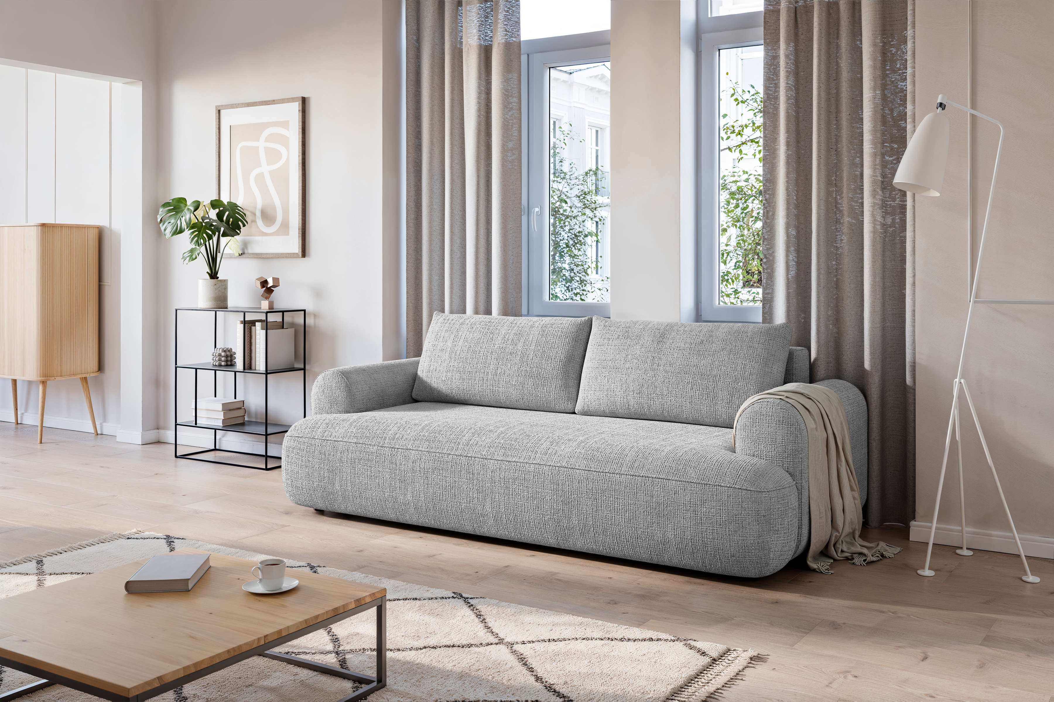 Rozkladacia pohovka Lotulis - sivá žinylka Cremona 81 Pohovka s funkciou spánku Lotulis - Popolový šenil Cremona 81