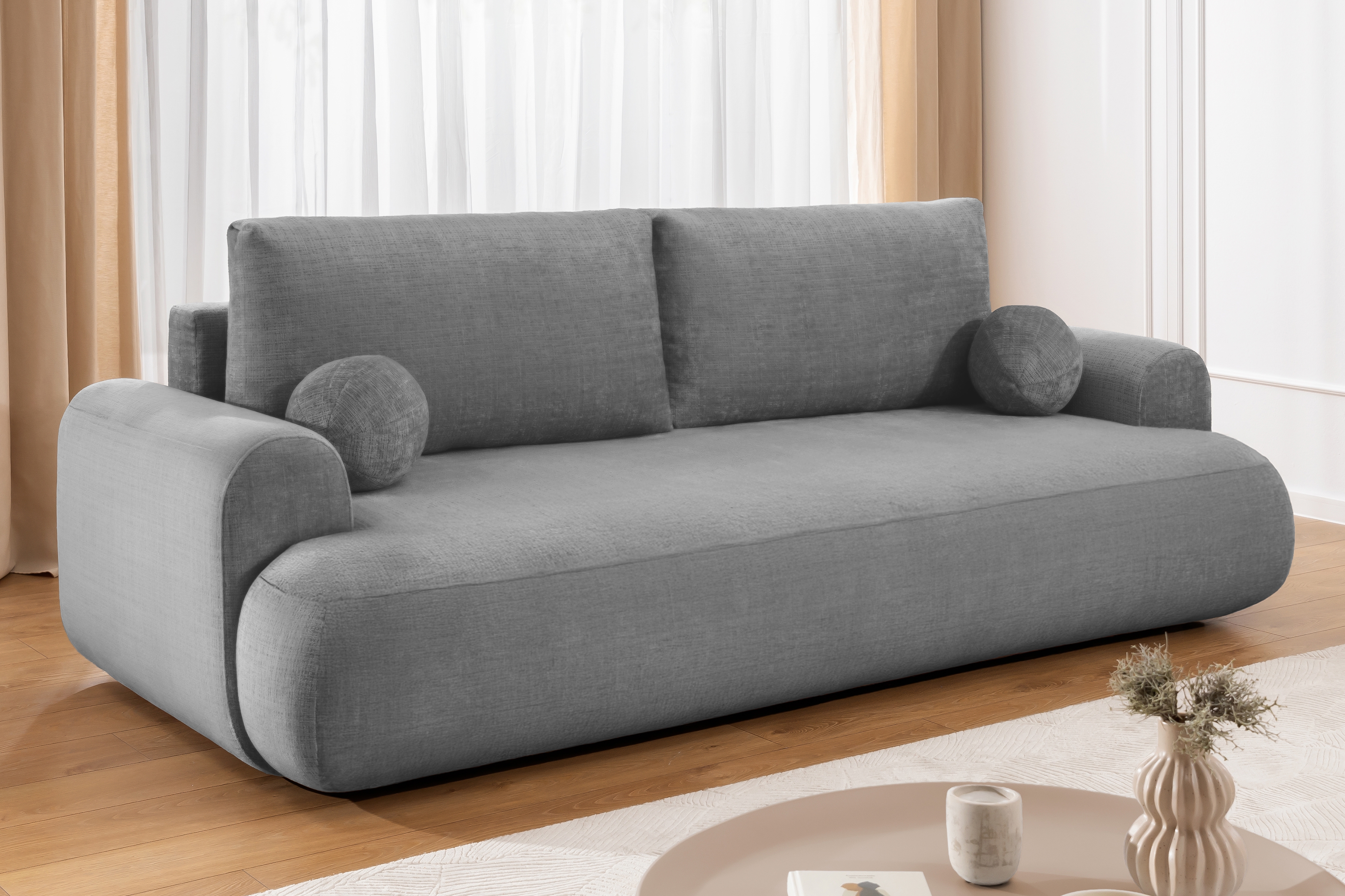 Rozkládací pohovka Lotulis - šedá Blur 18 Pohovka rozkládací Lotulis - šedá Pletenina hydrofobowa Blur 18