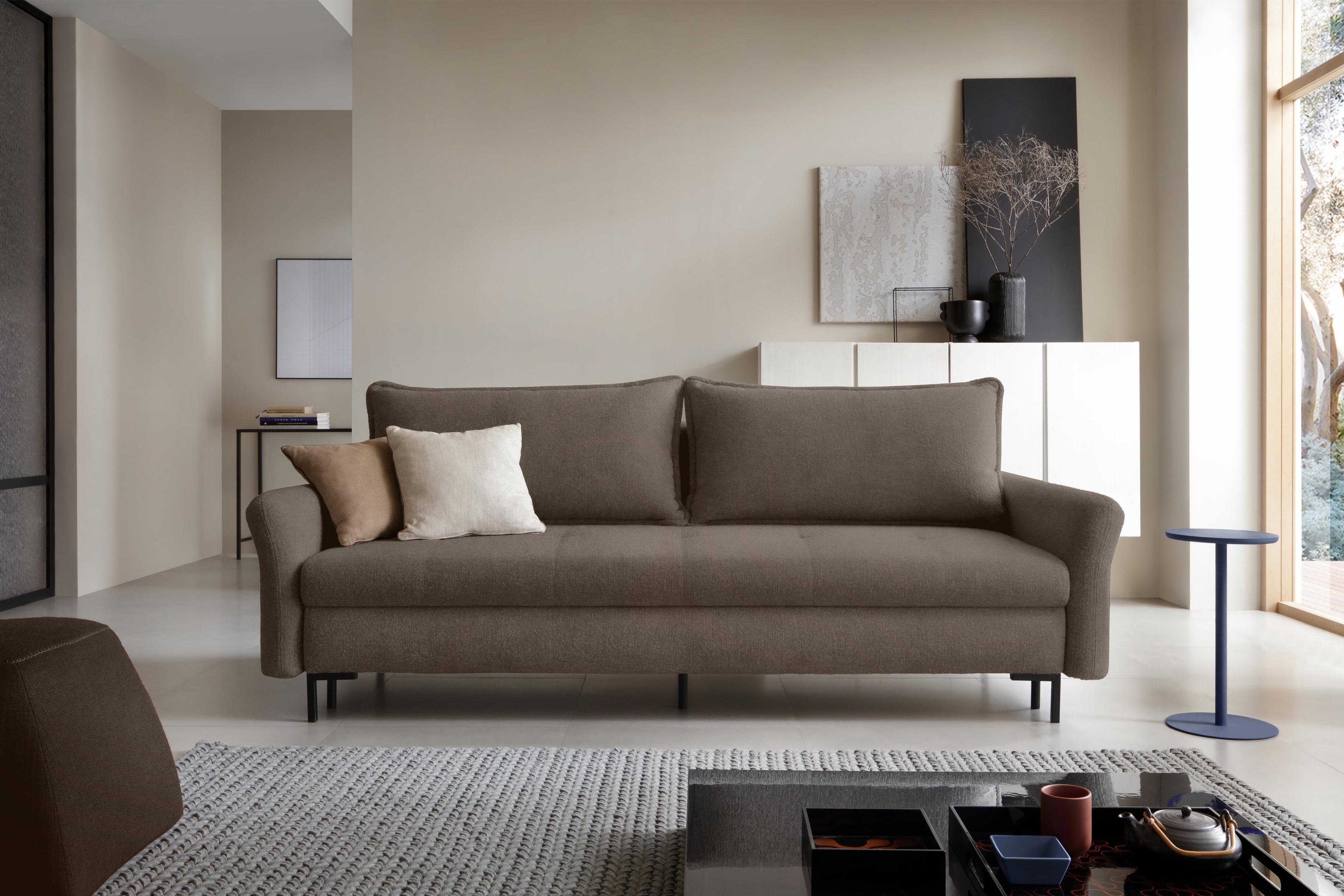 Pohovka s funkciou spania Marco - hnedý zamat Portland Ebony Pohovka s funkciou spania Marco - Hnedý / zamat / Portland Ebony