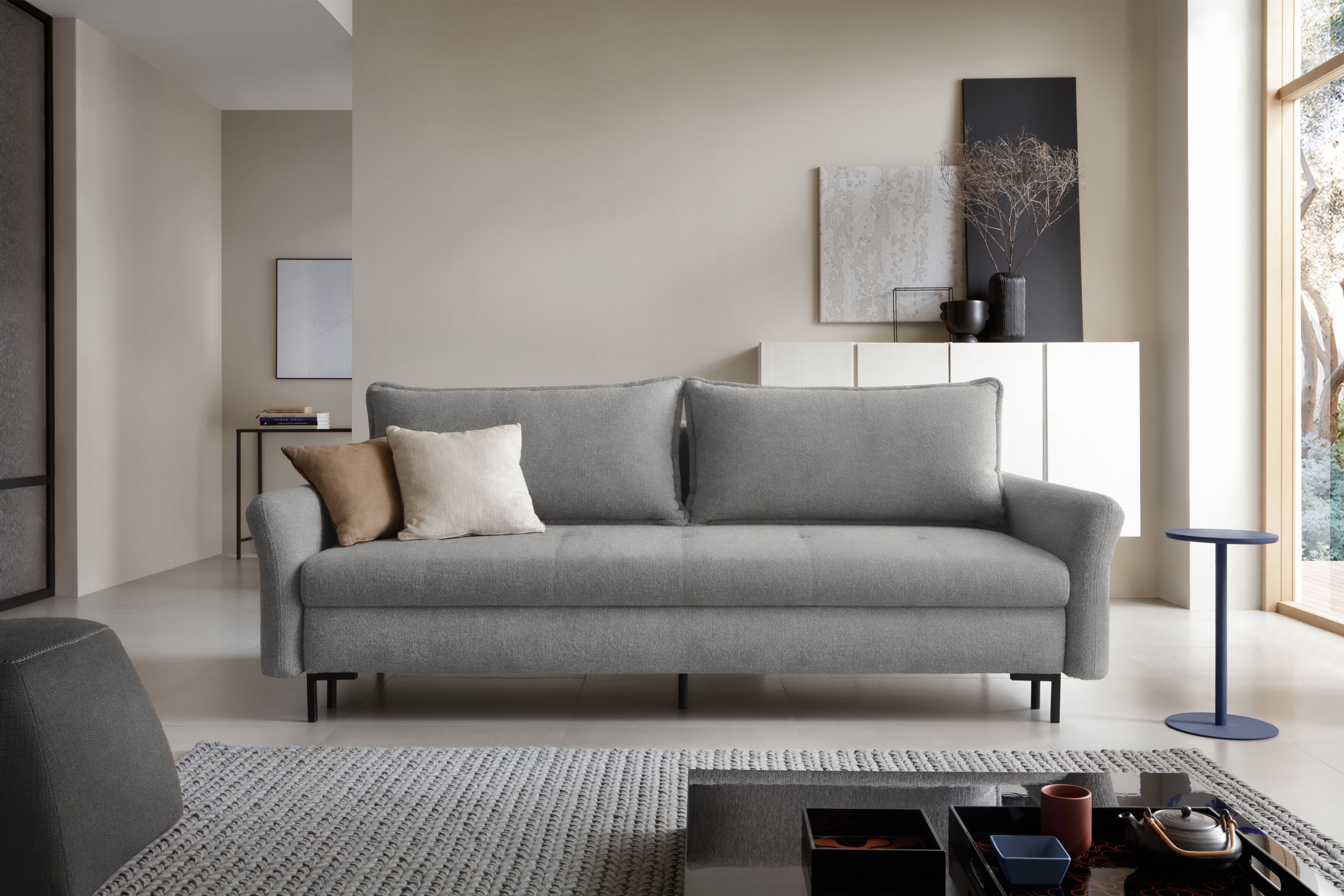 Pohovka s funkciou spania Marco - sivý zamat Portland Ash Pohovka s funkciou spania Marco - šedý / zamat / Portland Ash 