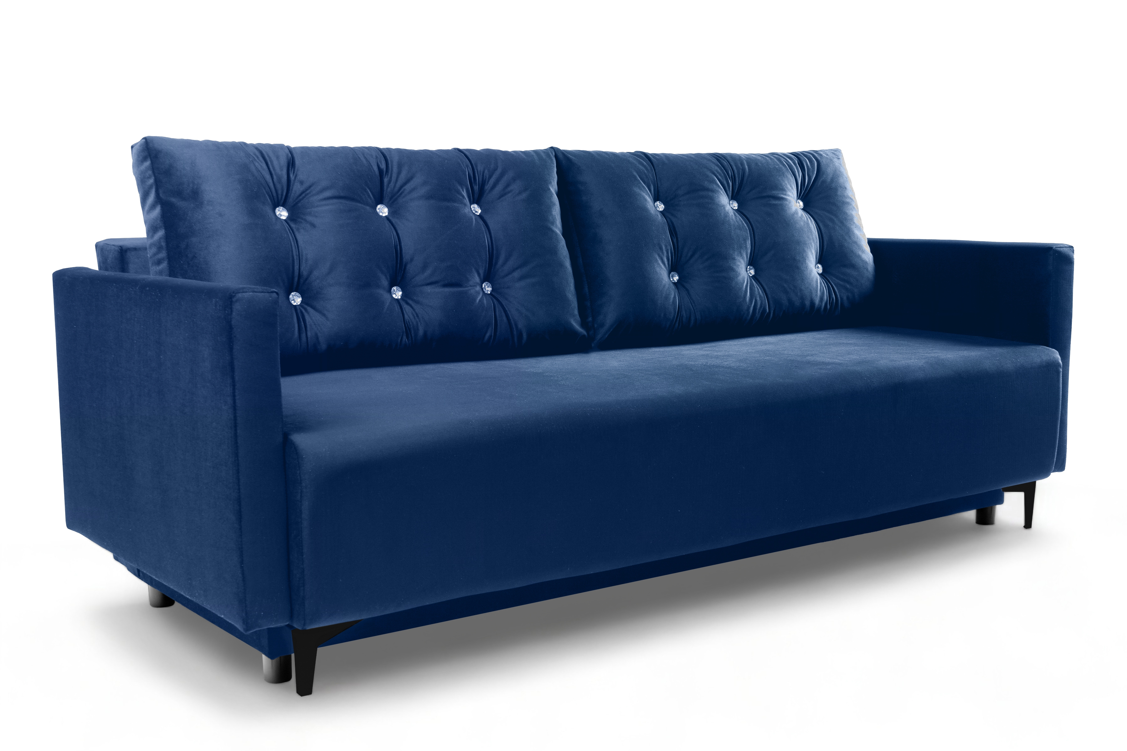 Rozkládací pohovka Megi - tmavě modrý samet Velluto 25 Pohovka rozkládací Megi - tmavě modrá samet Velluto 25