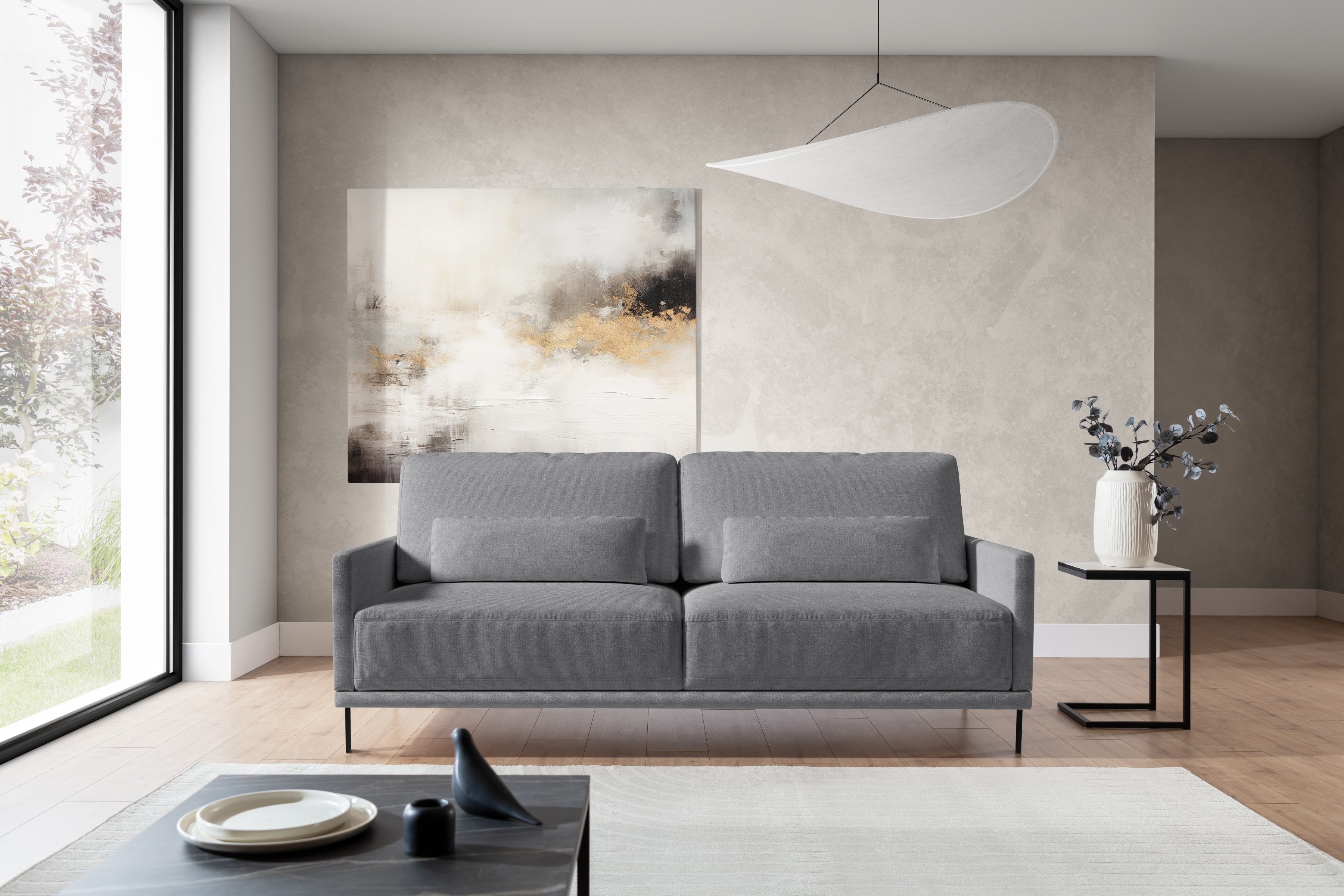 Rozkladacia pohoka Meloria - sivá pletenina Uni 8008 Pohovka do obývacej izby