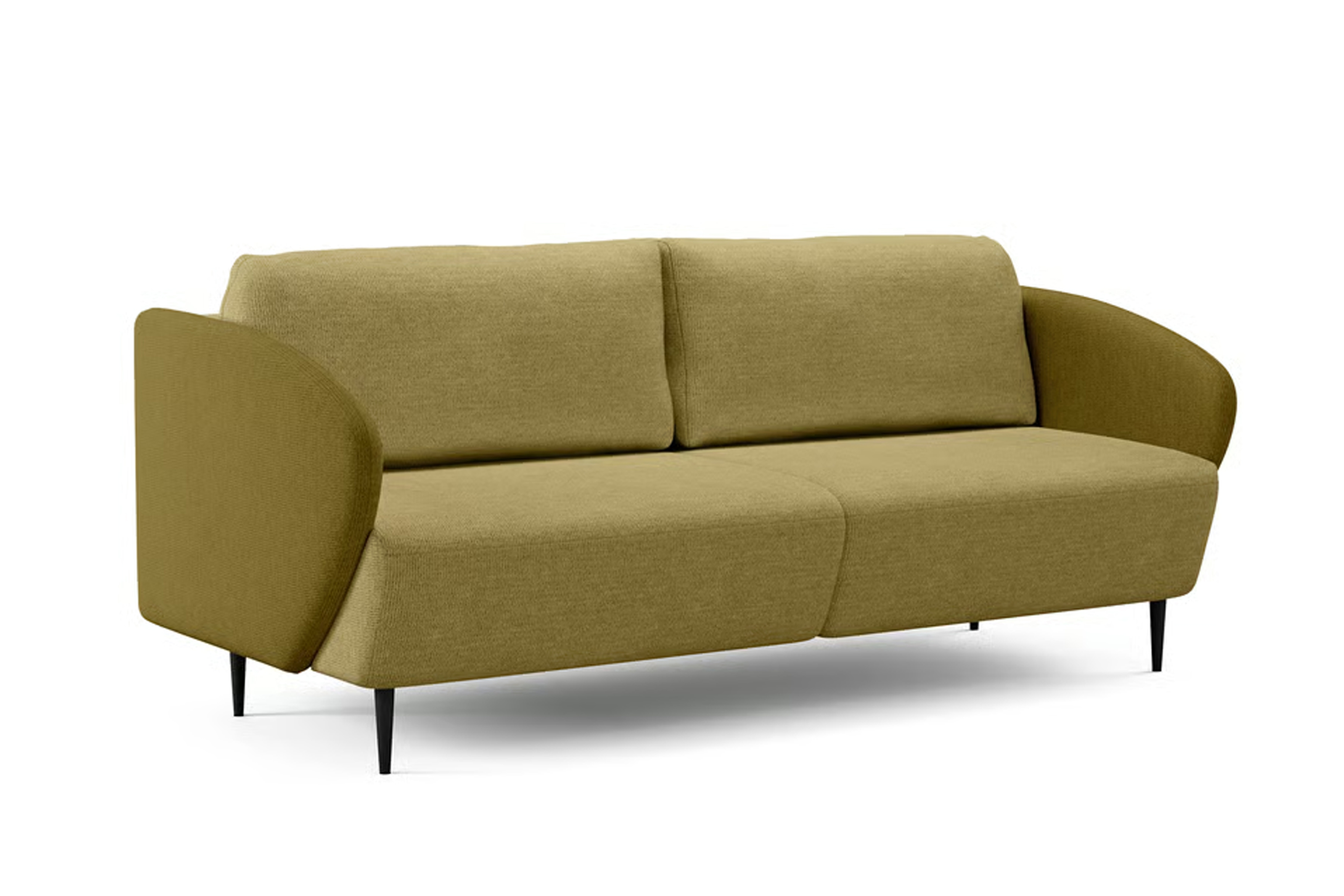 Rozkladacia pohovka Naolia - horčicová pletená látka Magni 206.09 + 206.10 / čierne nožičky Pohovka s funkciou spánku Naolia - musztardowa plecionka Magni 206.09 + 206.10 / nožičky čierny  - Limitowana ponuka