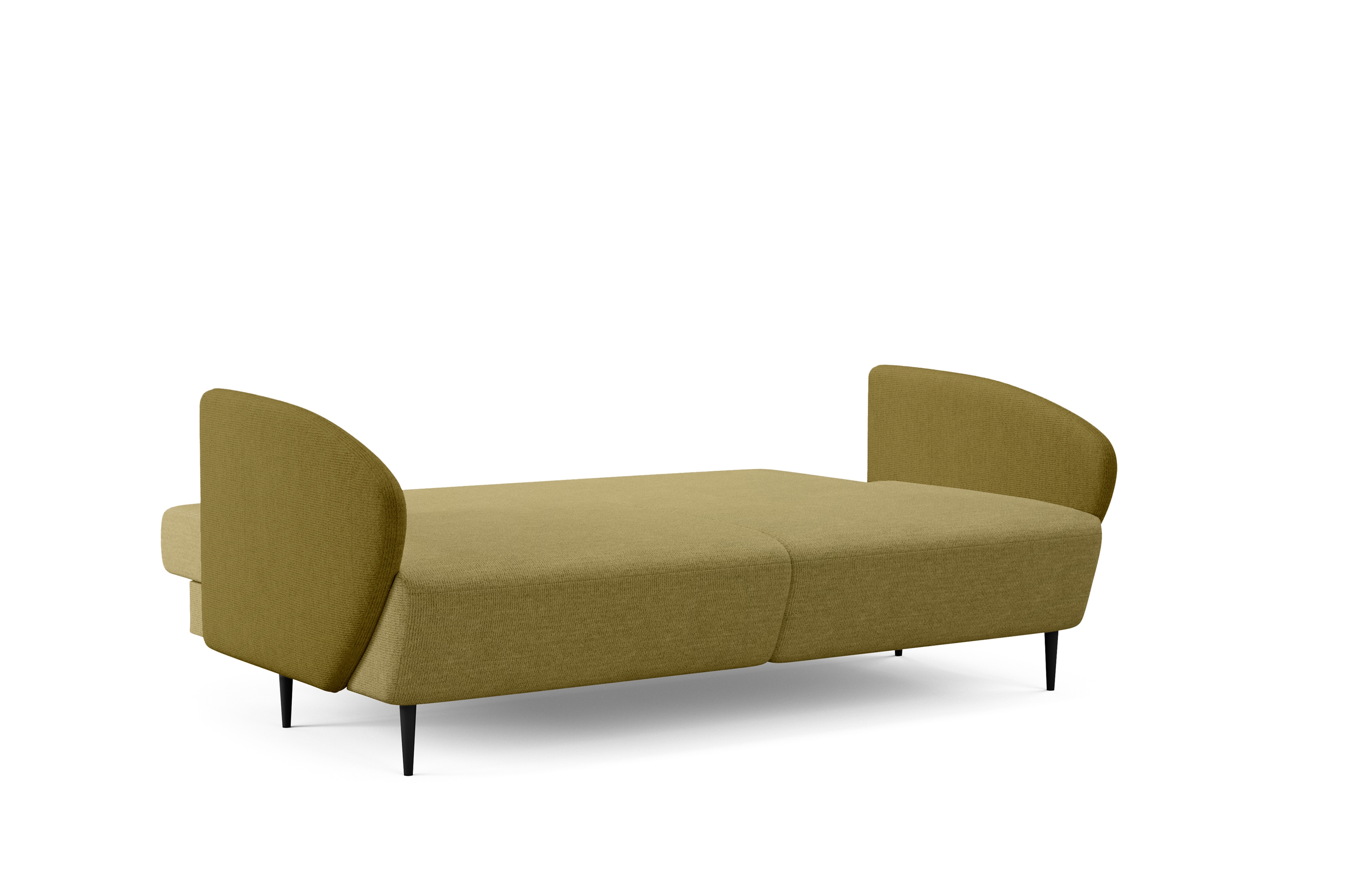 Rozkladacia pohovka Naolia - horčicová pletená látka Magni 206.09 + 206.10 / čierne nožičky Pohovka s funkciou spánku Naolia - musztardowa plecionka Magni 206.09 + 206.10 / nožičky čierny 