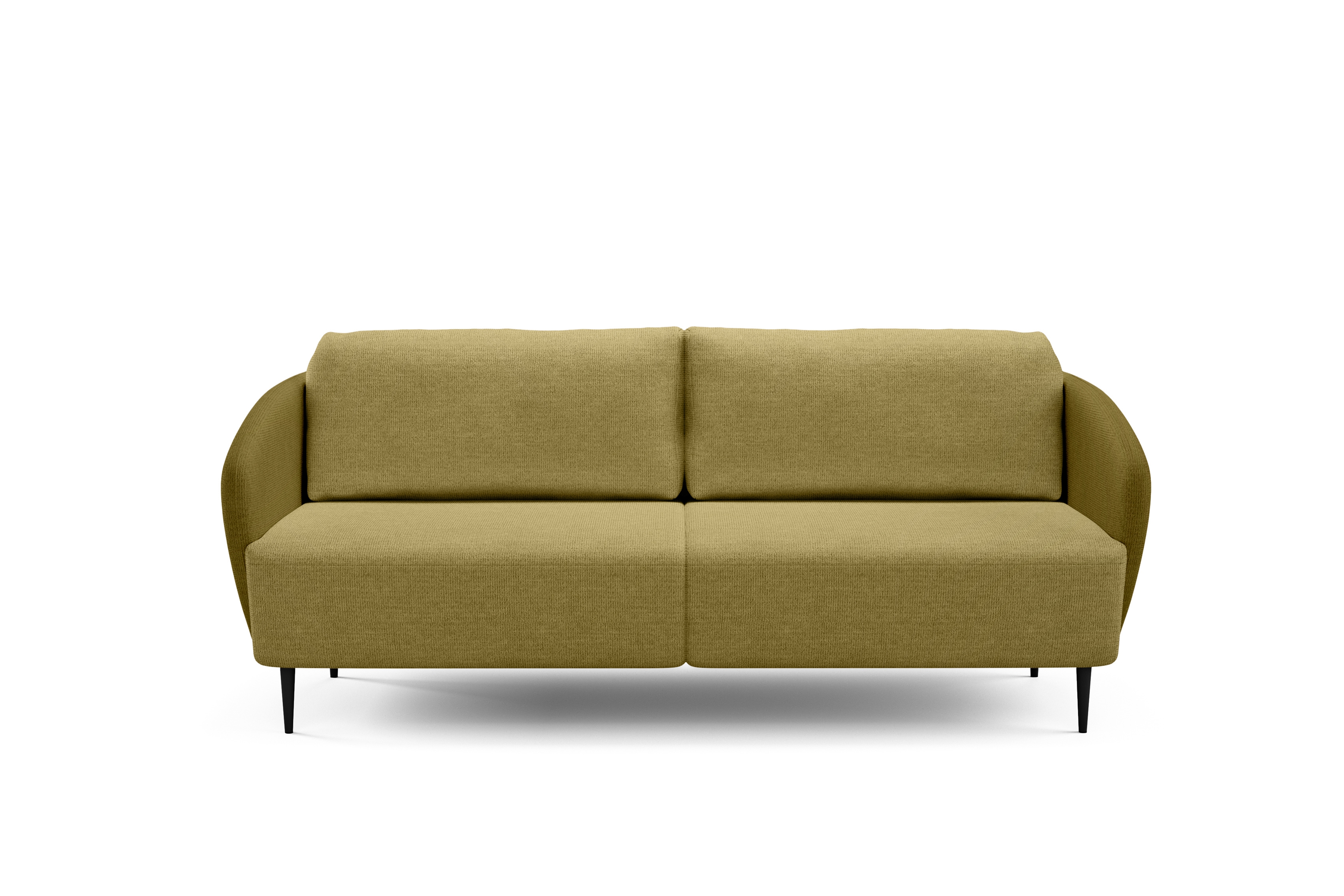 Rozkladacia pohovka Naolia - horčicová pletená látka Magni 206.09 + 206.10 / čierne nožičky Pohovka s funkciou spánku Naolia - musztardowa plecionka Magni 206.09 + 206.10 / nožičky čierny 