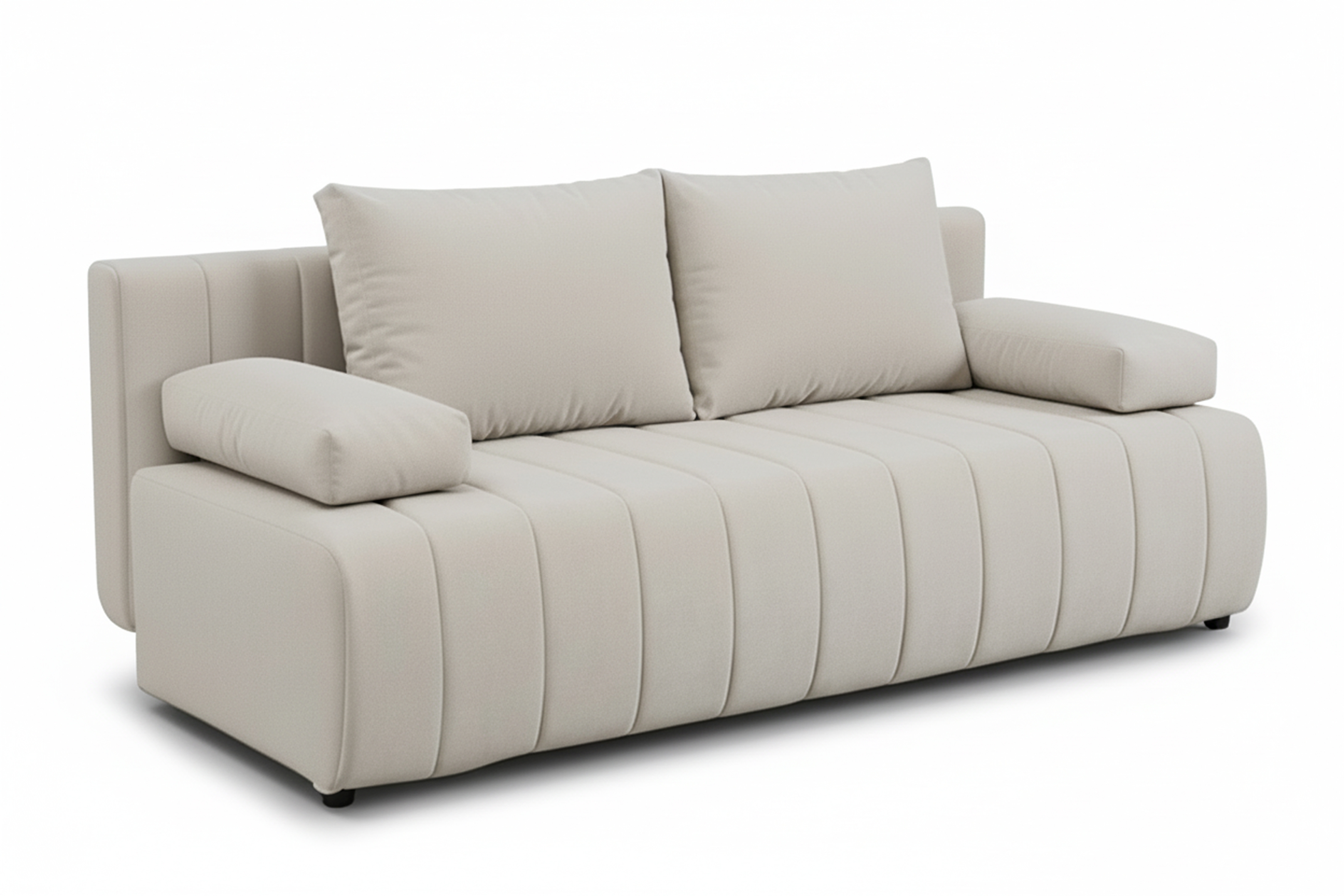 Rozkladacia pohovka s úložným priestorom Neli s funkciou spania - béžový plyš Pretty 03 Pohovka s funkciou spánku Neli rozkladana S vnútorným úložným priestorom- béžový plusz Pretty 03