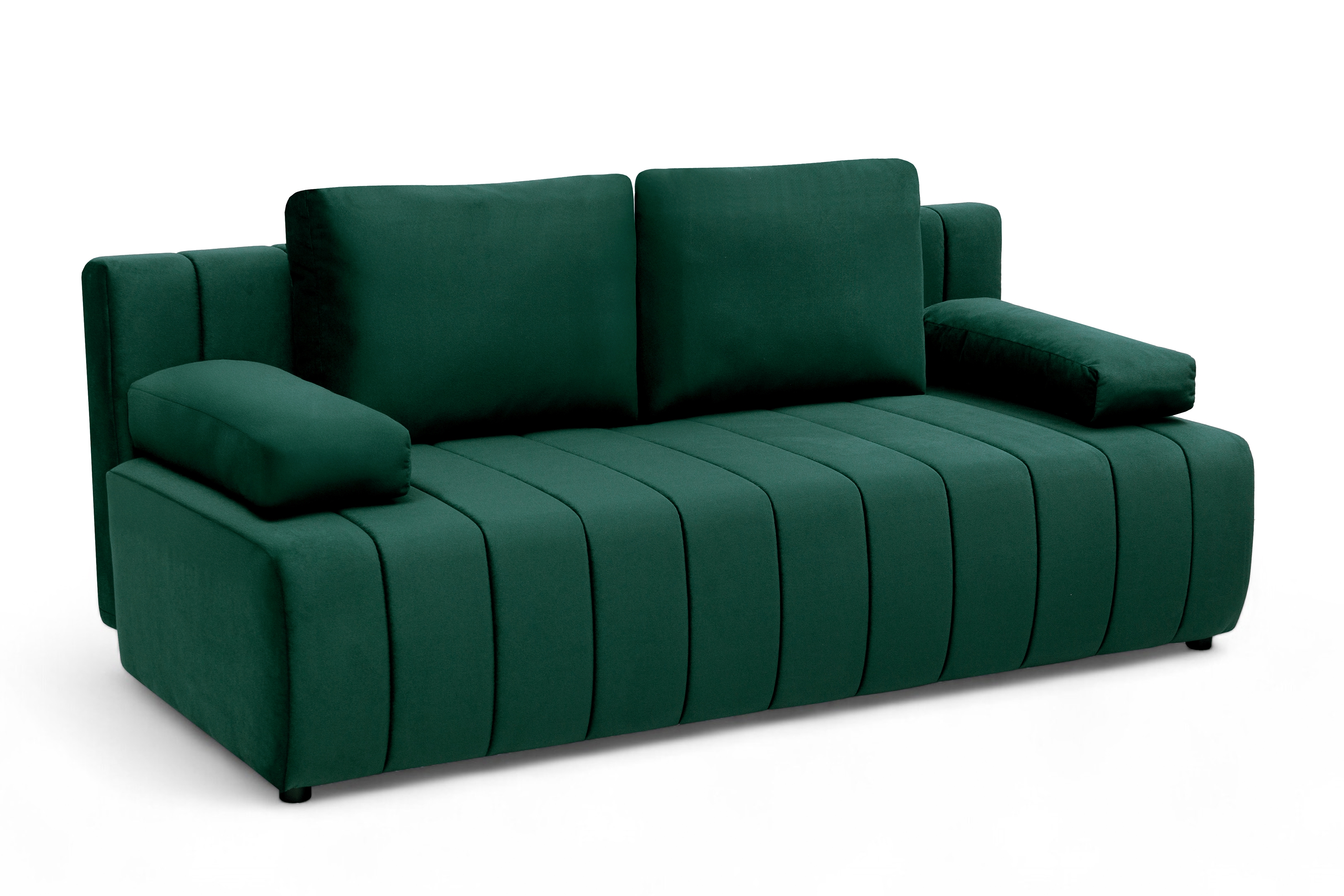 Rozkládací pohovka Neli s úložným prostorem - tmavě zelená Kronos 19 Pohovka rozkládací Neli rozkladana s úložným prostorem- tmavá zelená samet Kronos 19