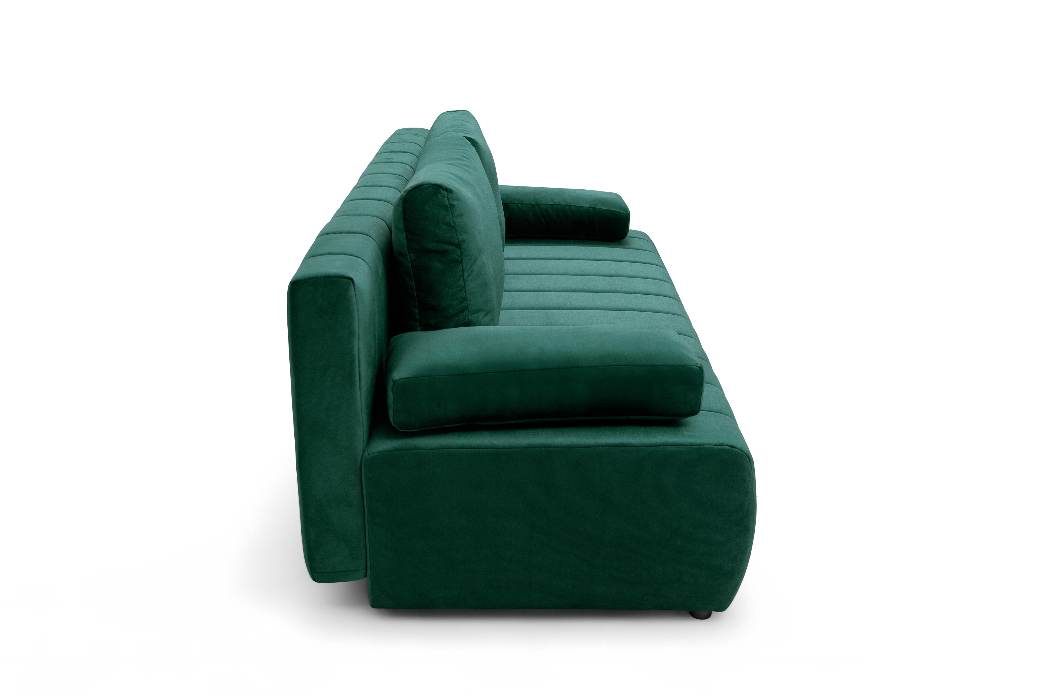 Rozkládací pohovka Neli s úložným prostorem - tmavě zelená Kronos 19 Pohovka rozkládací Neli rozkladana s úložným prostorem- tmavá zelená samet Kronos 19