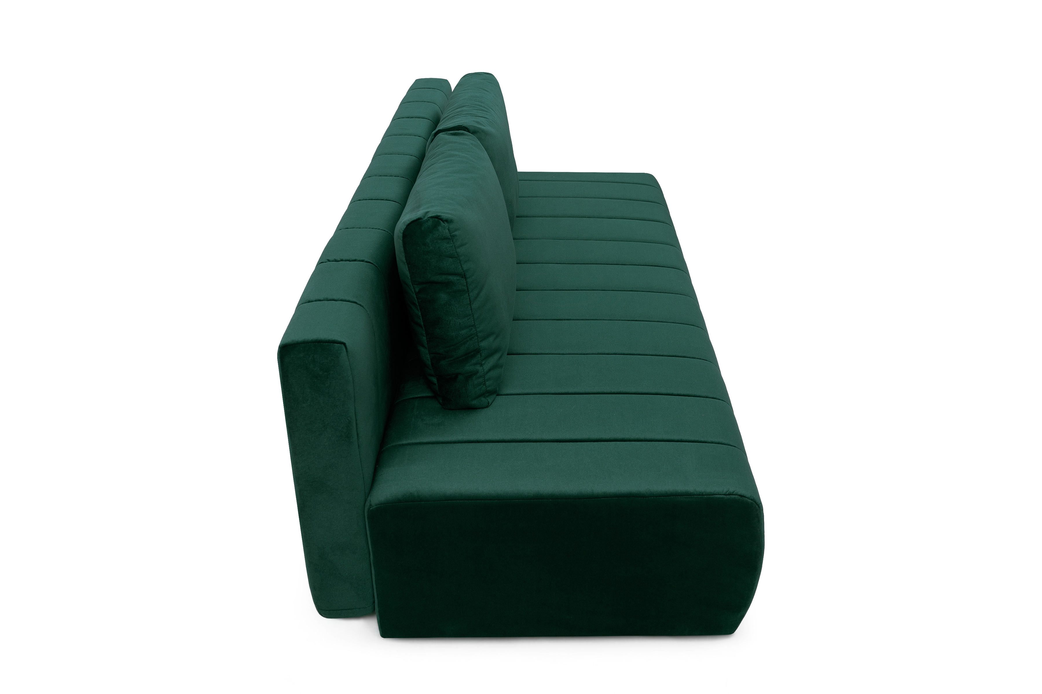 Rozkládací pohovka Neli s úložným prostorem - tmavě zelená Kronos 19 Pohovka rozkládací Neli rozkladana s úložným prostorem- tmavá zelená samet Kronos 19