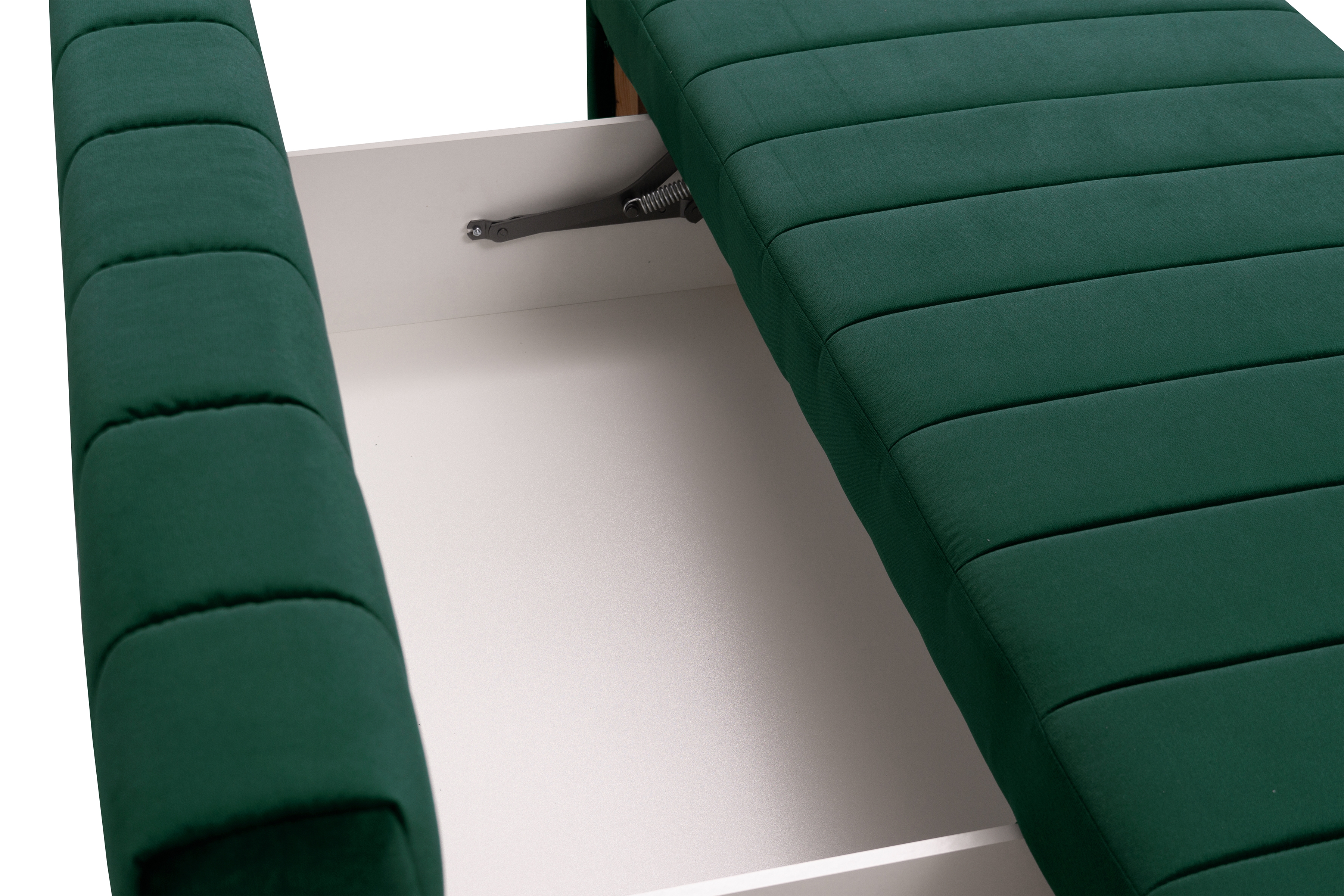 Rozkládací pohovka Neli s úložným prostorem - tmavě zelená Kronos 19 Pohovka rozkládací Neli rozkladana s úložným prostorem- tmavá zelená samet Kronos 19