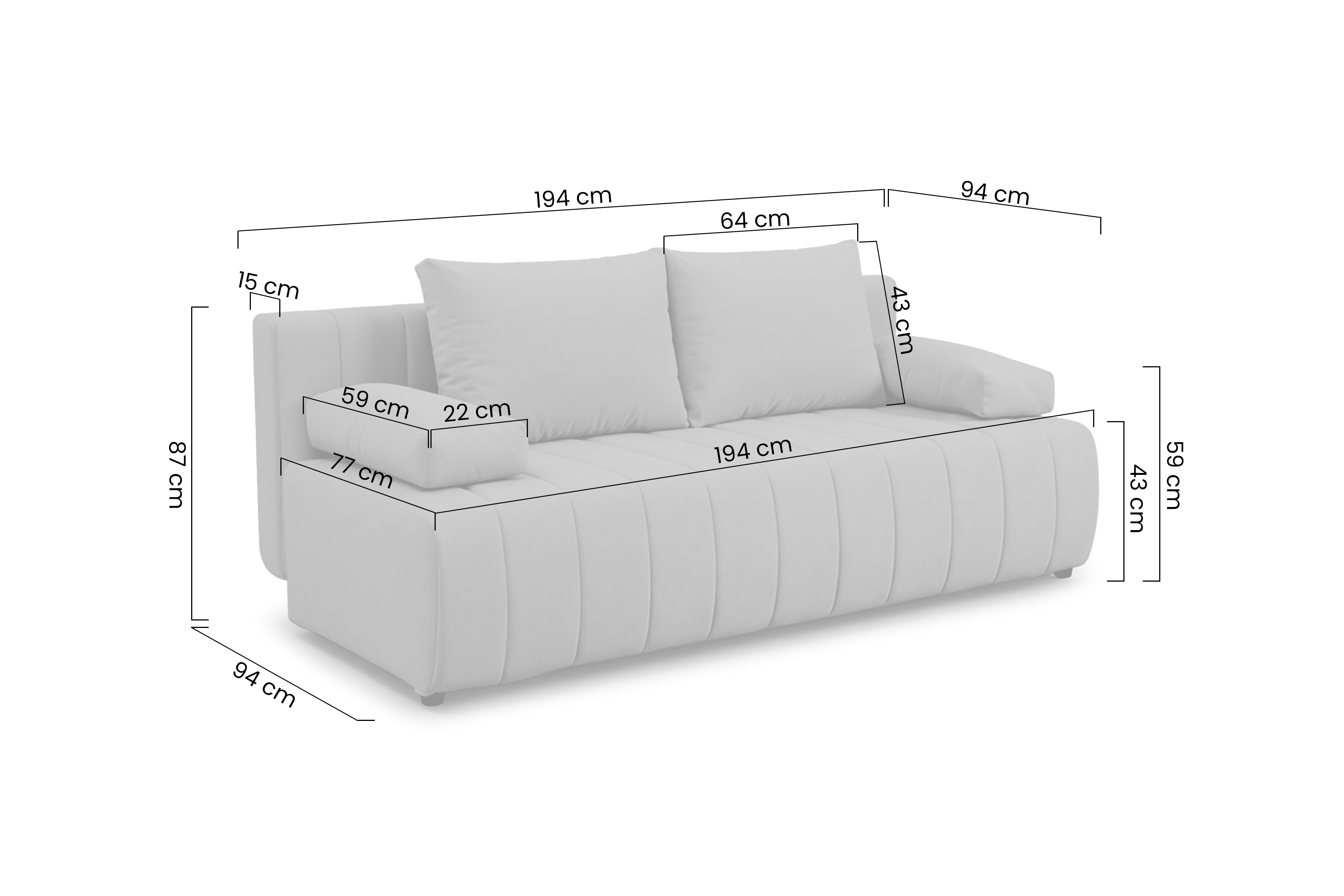 Rozkladacia pohovka Neli - tmavozelený velúr Kronos 34 Pohovka s funkciou spánku Neli rozkladana S vnútorným úložným priestorom- Tmavý šedý velúr Kronos 34