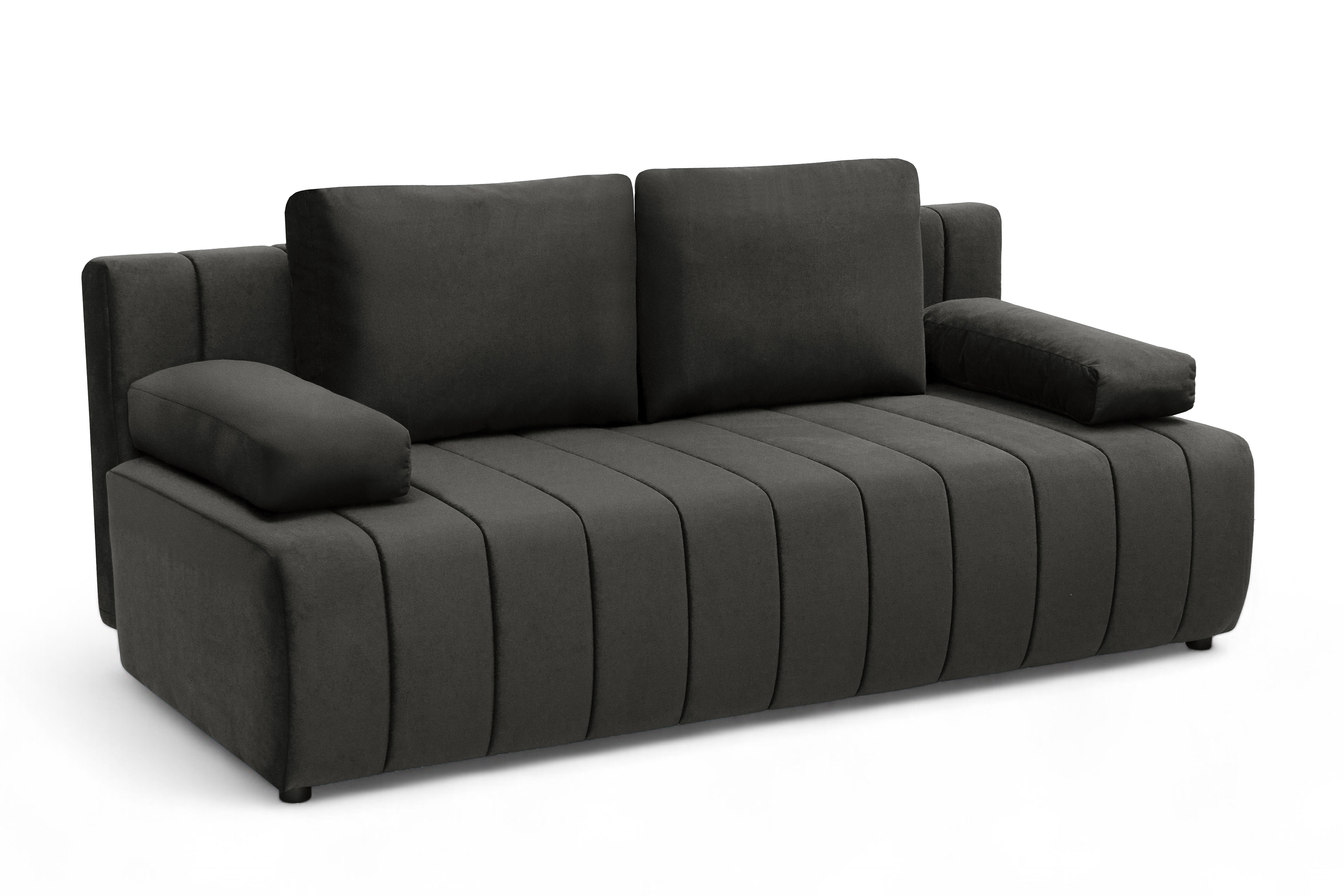 Rozkládací pohovka Neli s úložným prostorem - tmavě šedá Kronos 34 Pohovka rozkládací Neli rozkladana s úložným prostorem- tmavě šedá samet Kronos 34