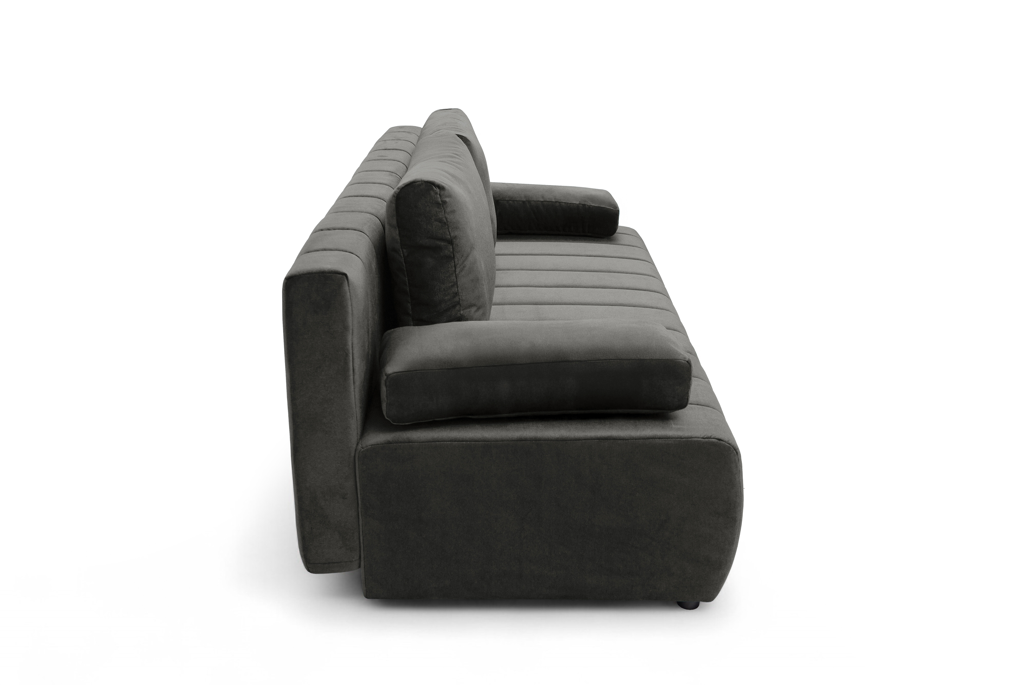 Rozkládací pohovka Neli s úložným prostorem - tmavě šedá Kronos 34 Pohovka rozkládací Neli rozkladana s úložným prostorem- tmavě šedá samet Kronos 34