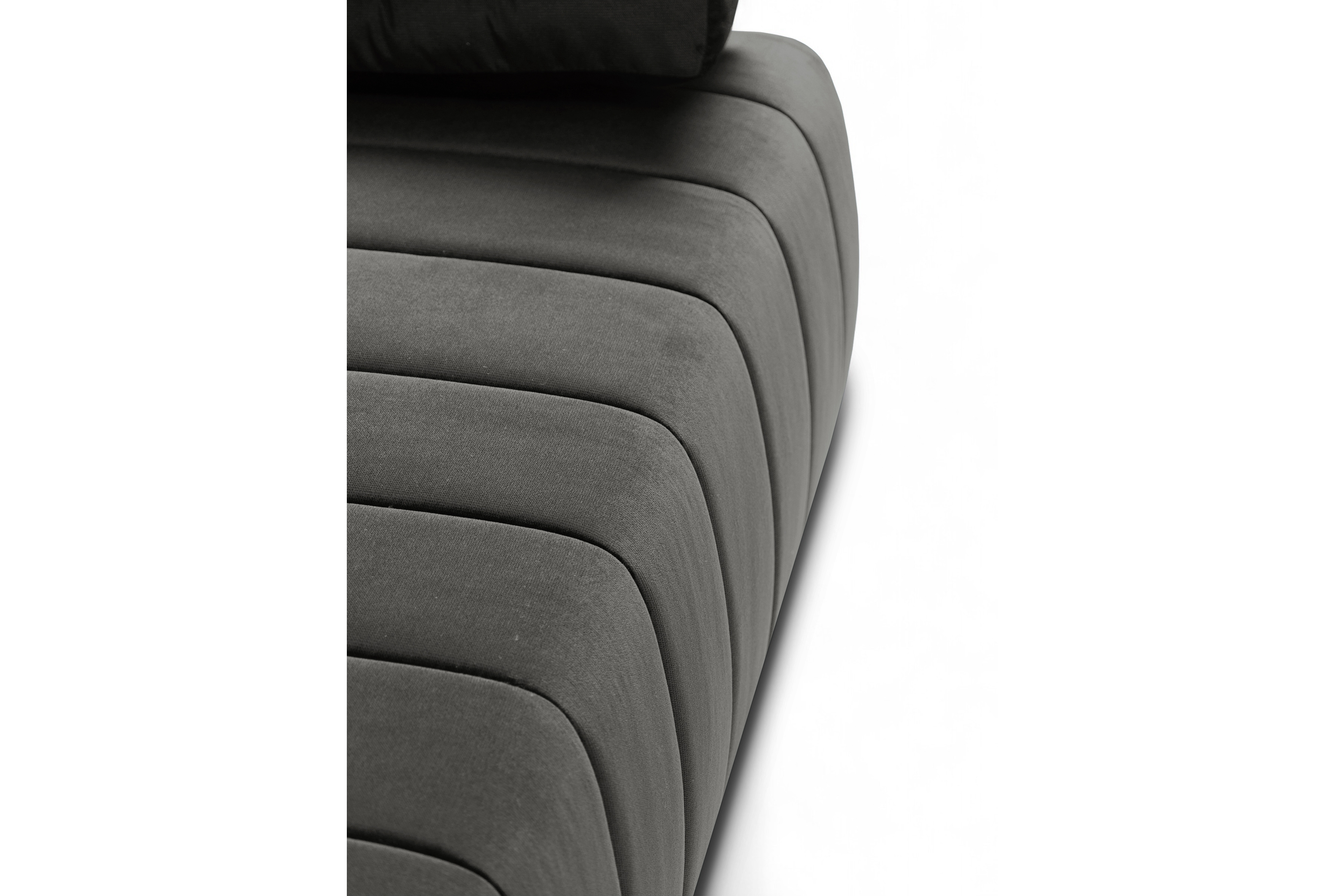 Rozkládací pohovka Neli s úložným prostorem - tmavě šedá Kronos 34 Pohovka rozkládací Neli rozkladana s úložným prostorem- tmavě šedá samet Kronos 34