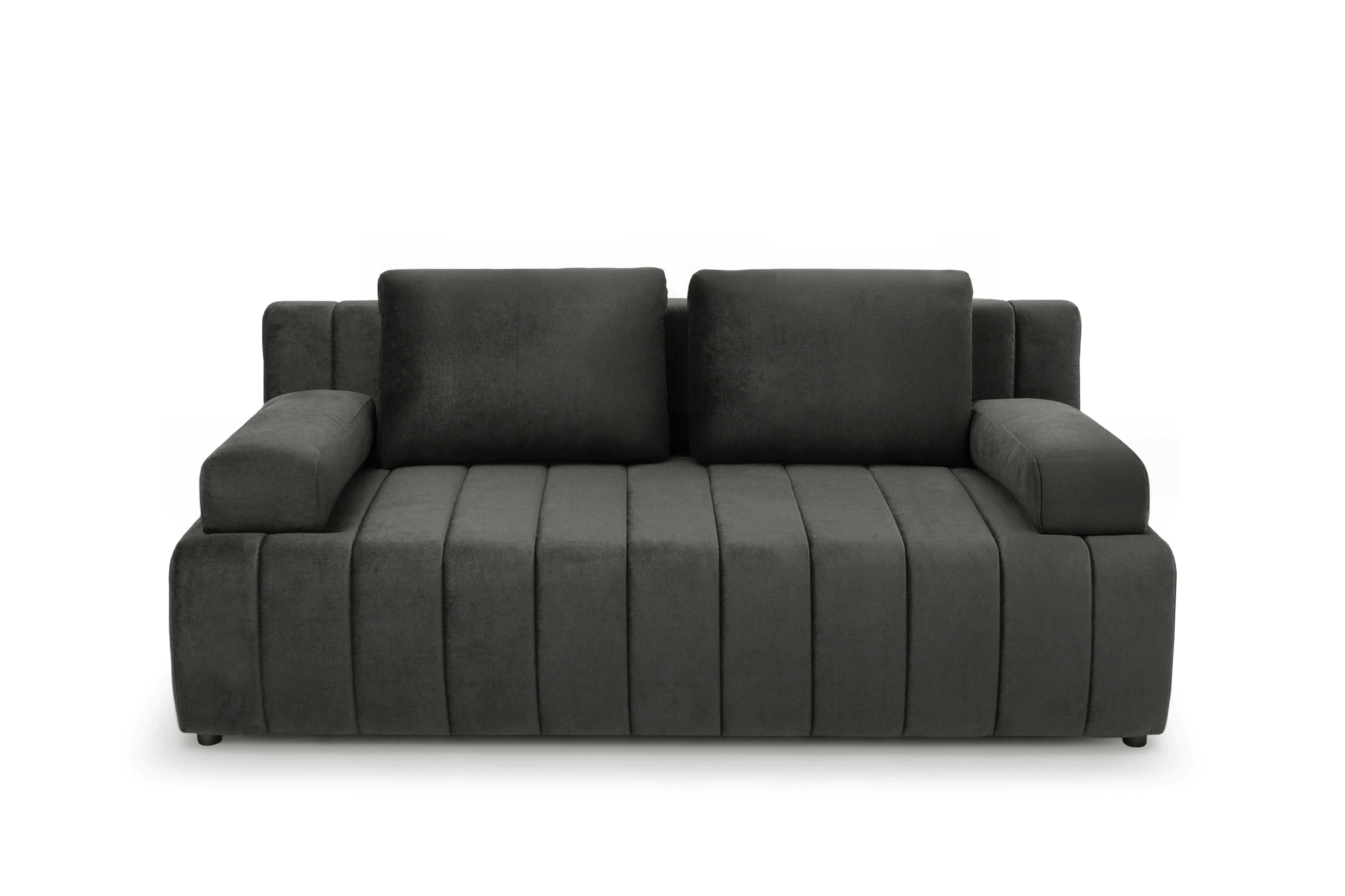 Rozkládací pohovka Neli s úložným prostorem - tmavě šedá Kronos 34 Pohovka rozkládací Neli rozkladana s úložným prostorem- tmavě šedá samet Kronos 34