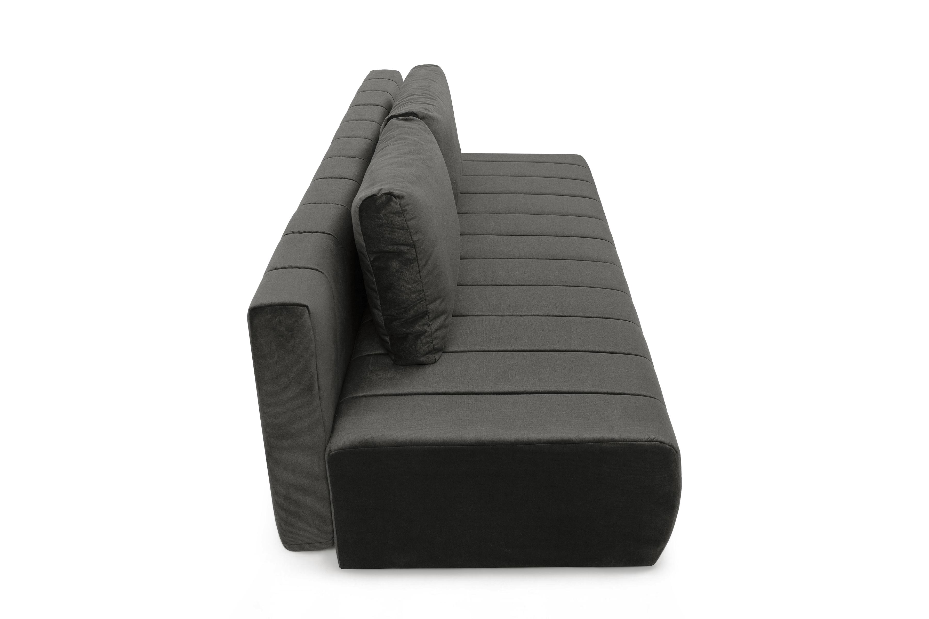 Rozkládací pohovka Neli s úložným prostorem - tmavě šedá Kronos 34 Pohovka rozkládací Neli rozkladana s úložným prostorem- tmavě šedá samet Kronos 34