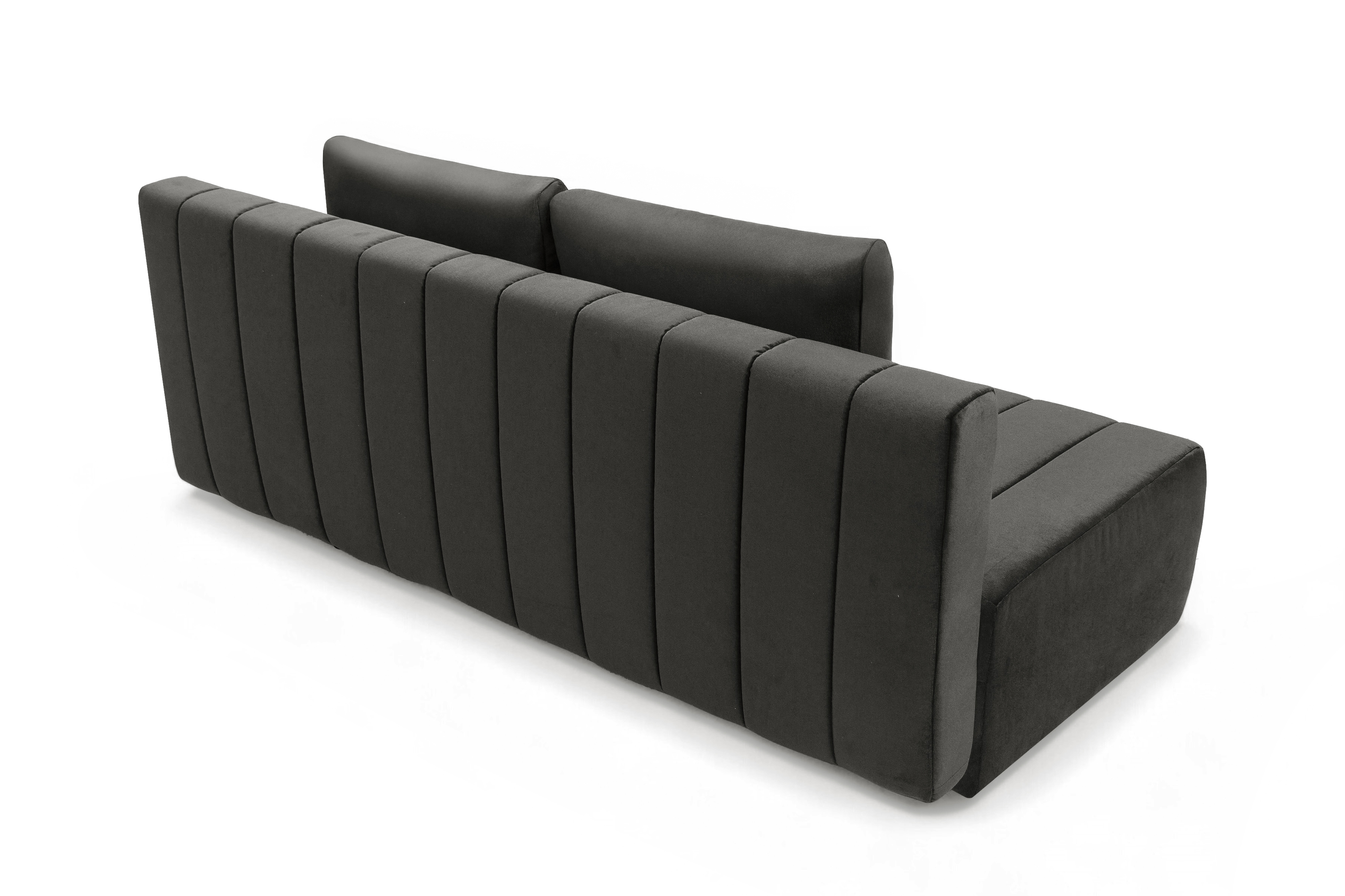 Rozkládací pohovka Neli s úložným prostorem - tmavě šedá Kronos 34 Pohovka rozkládací Neli rozkladana s úložným prostorem- tmavě šedá samet Kronos 34