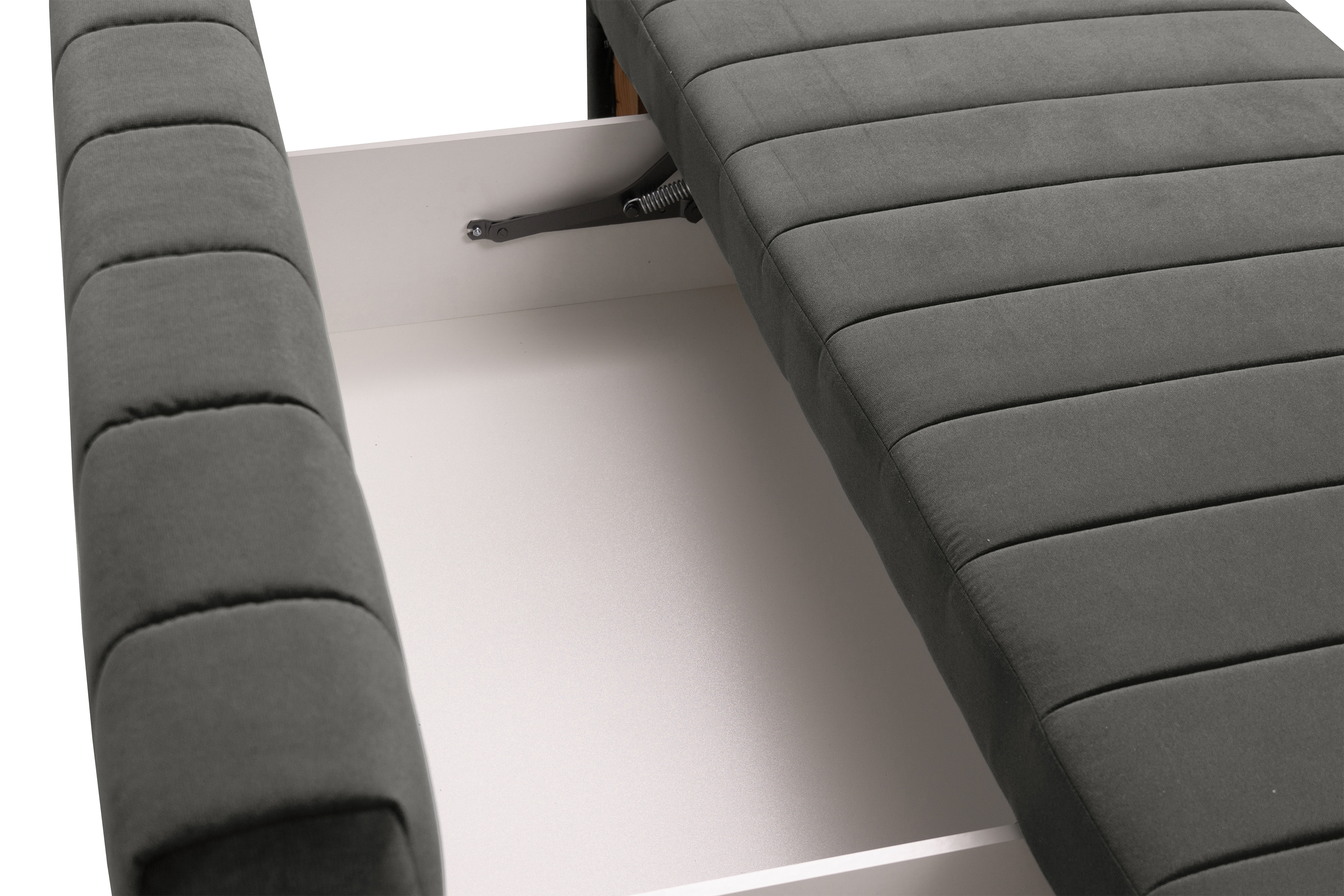 Rozkládací pohovka Neli s úložným prostorem - tmavě šedá Kronos 34 Pohovka rozkládací Neli rozkladana s úložným prostorem- tmavě šedá samet Kronos 34