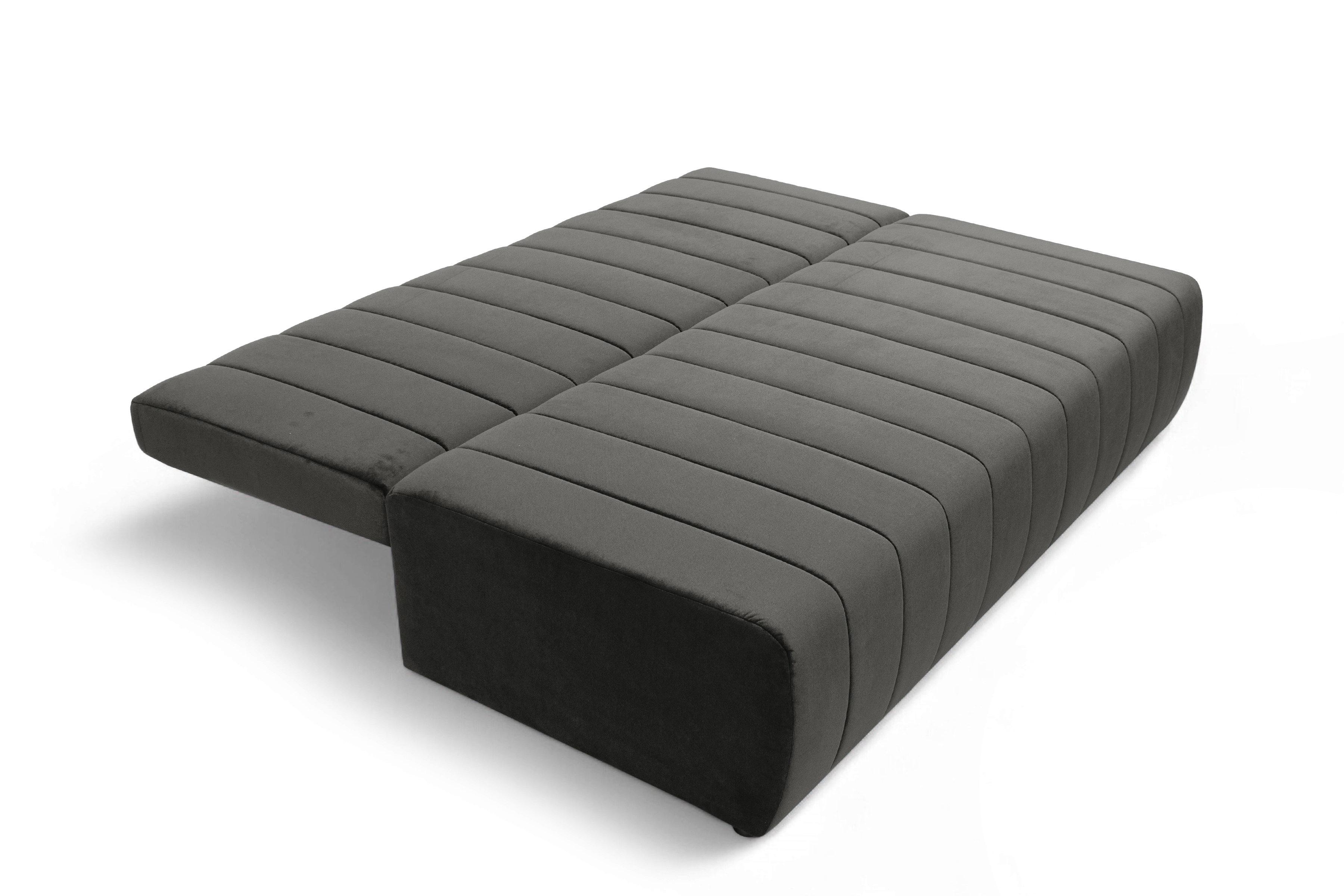 Rozkládací pohovka Neli s úložným prostorem - tmavě šedá Kronos 34 Pohovka rozkládací Neli rozkladana s úložným prostorem- tmavě šedá samet Kronos 34