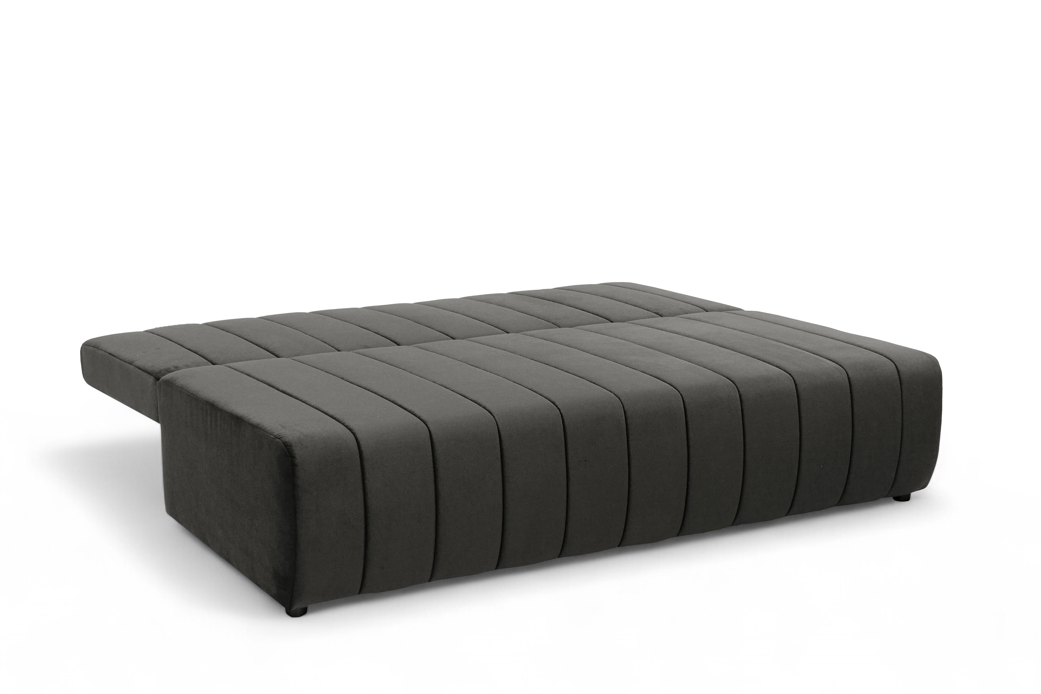 Rozkládací pohovka Neli s úložným prostorem - tmavě šedá Kronos 34 Pohovka rozkládací Neli rozkladana s úložným prostorem- tmavě šedá samet Kronos 34