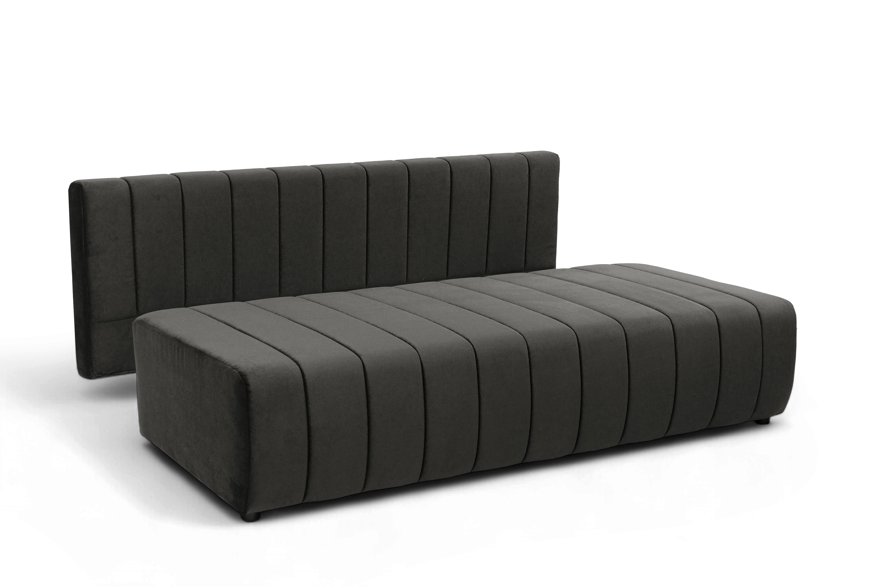 Rozkládací pohovka Neli s úložným prostorem - tmavě šedá Kronos 34 Pohovka rozkládací Neli rozkladana s úložným prostorem- tmavě šedá samet Kronos 34