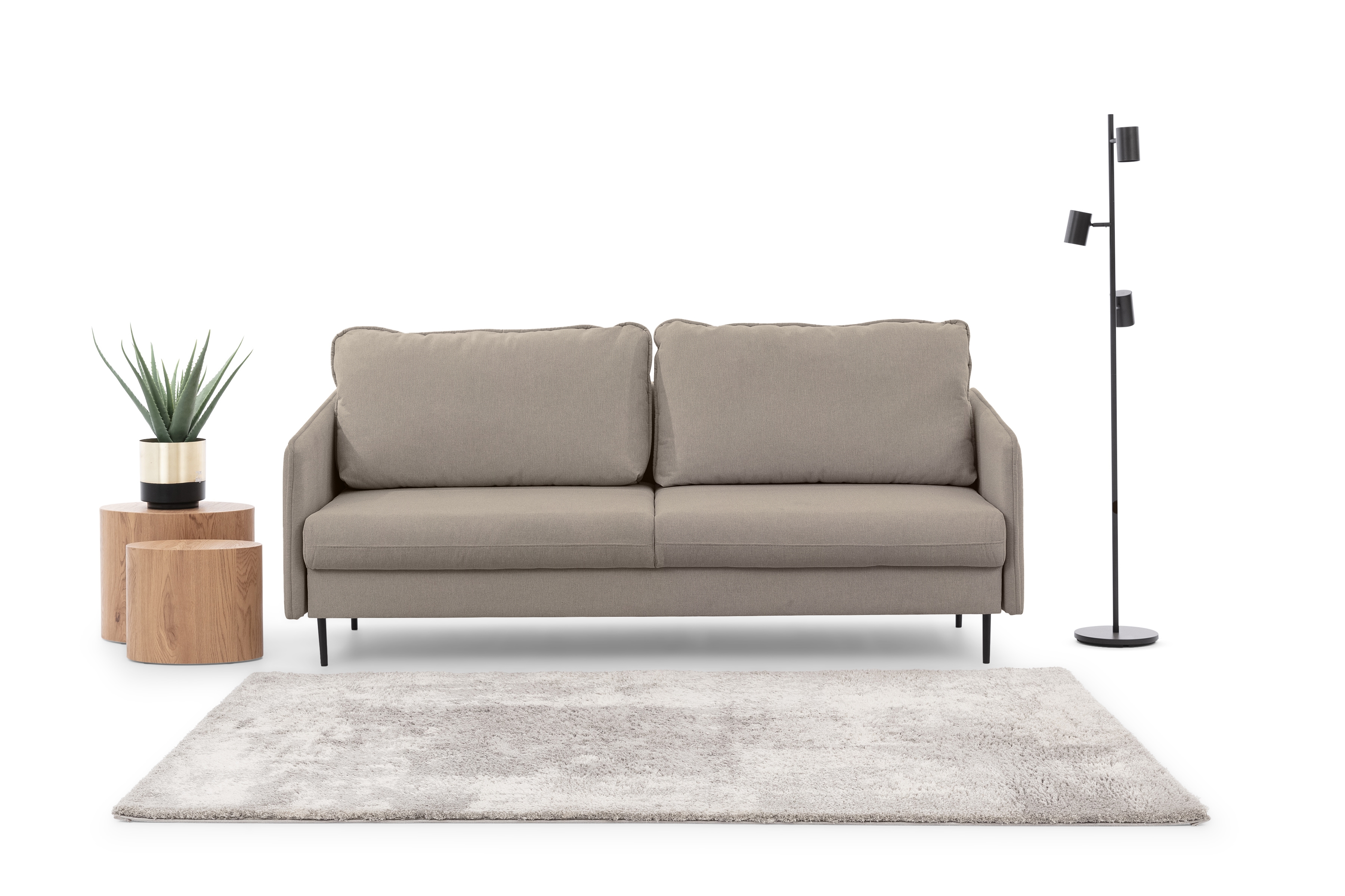 Pohovka s funkciou spánku Taila - Rosario 461 Pohovka s funkciou spánku Taila - ciemnobezowa plecionka Rosario 461 / čierny nožičky