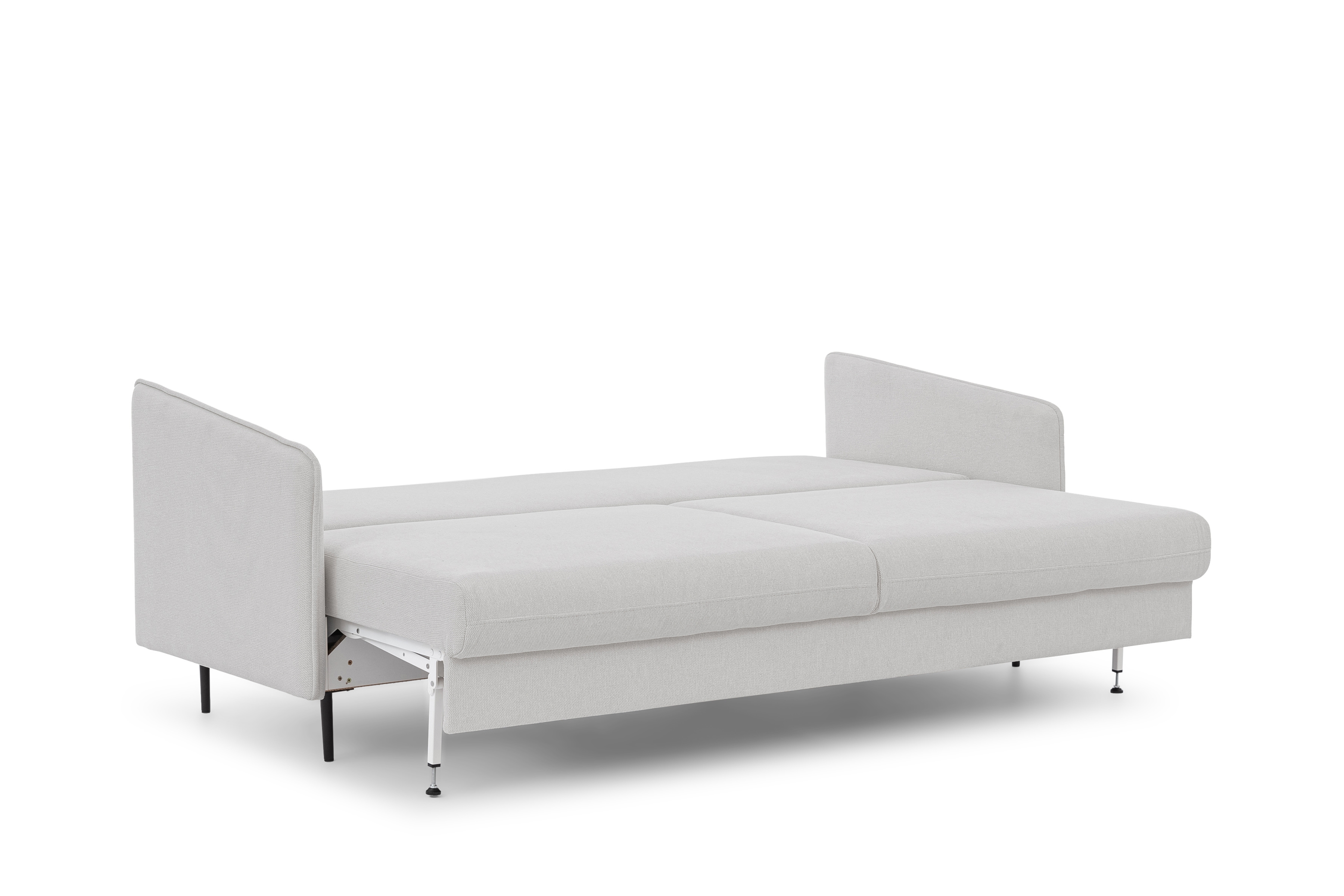 Rozkladacia pohovka Taila - svetlosivá tkanina Gemma 01 - čierne nohy Pohovka s funkciou spánku Taila - jasnoszara plecionka Gemma 01 / čierny nožičky