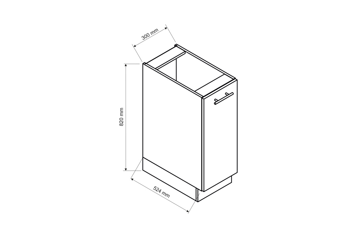 Spodní skříňka Kate D30 Cargo s košem cargo Skříňka Stolkar 