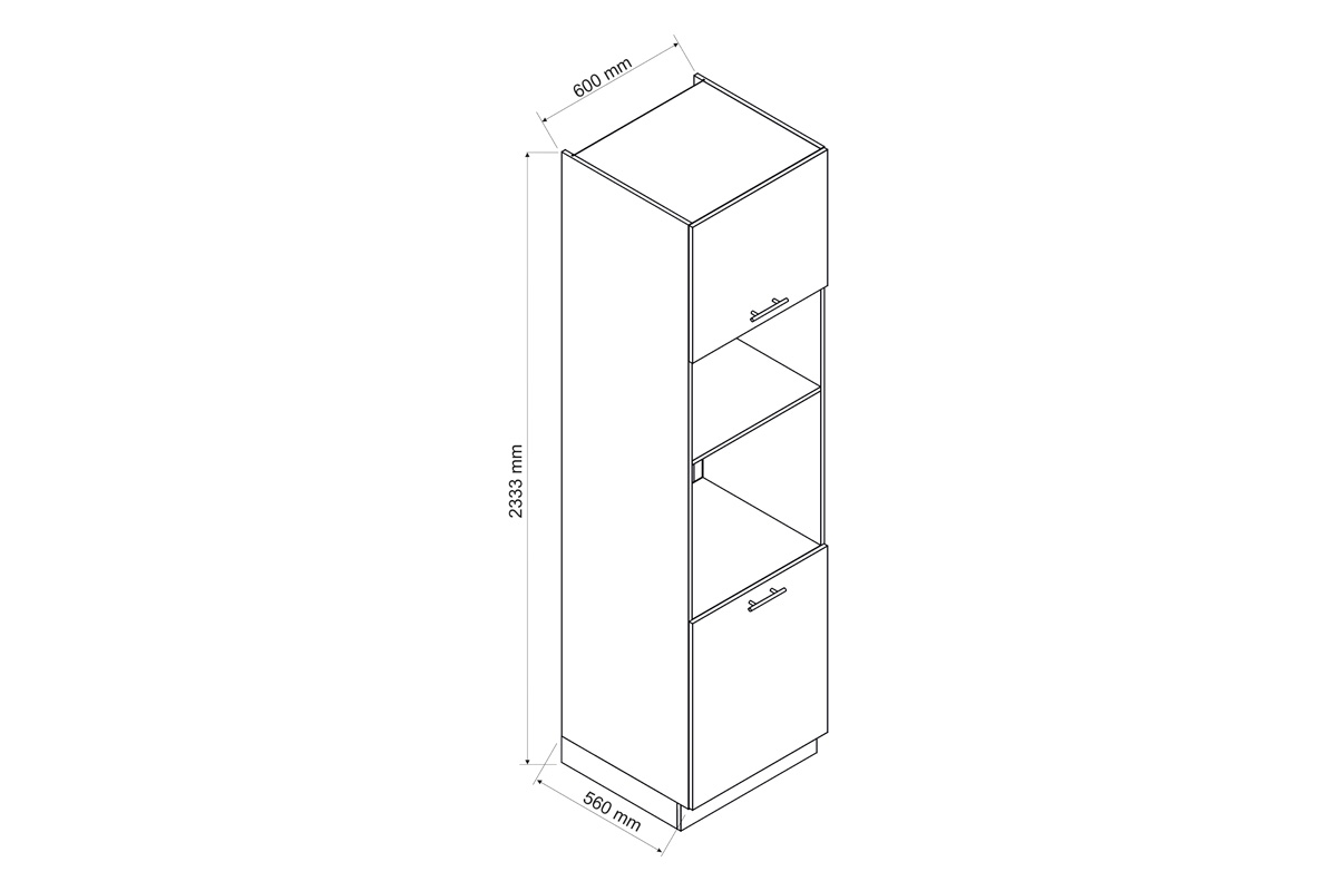 Kuchyňský regál Kate D60 PK MV/2333 P/L pro vestavnou troubu a mikrovlnnou troubu Skříňka regál Kate 