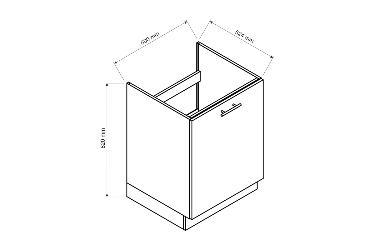 Spodní skříňka Kate D60 ZL S/1 pod dřez se zásuvkou Skříňka do kuchyně kate