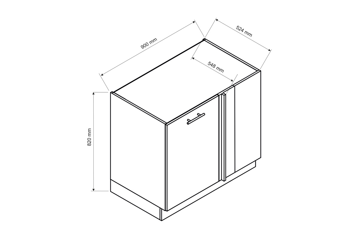 Rohová spodní skříňka Kate DNP P/L Skříňka dnp Rozměry 