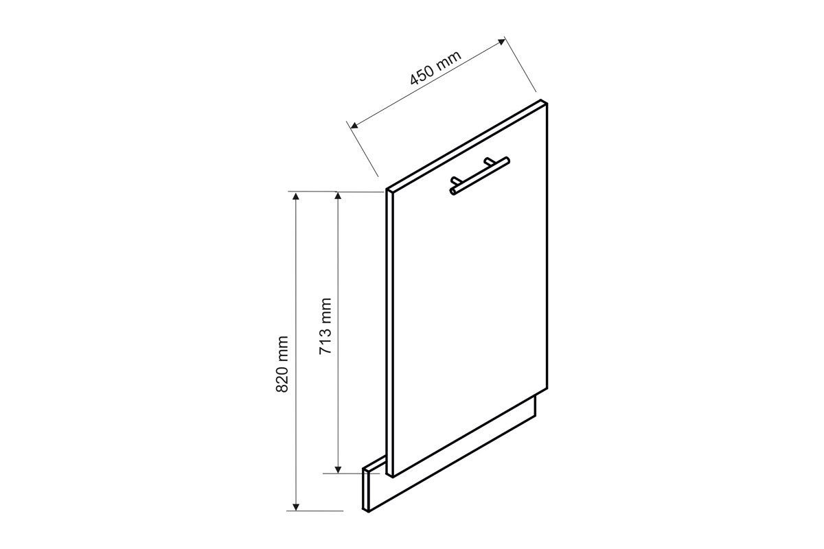 Kate FZ 45 P.U. - dvierka na umývačku zakrytý Predná časť do umývačky Rozmery 
