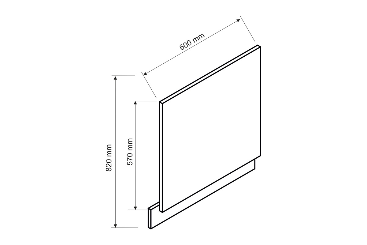 Přední panel do myčky Kate FZ 60 P.O. odkrytý Přední část do myčky nádobí Rozměry 