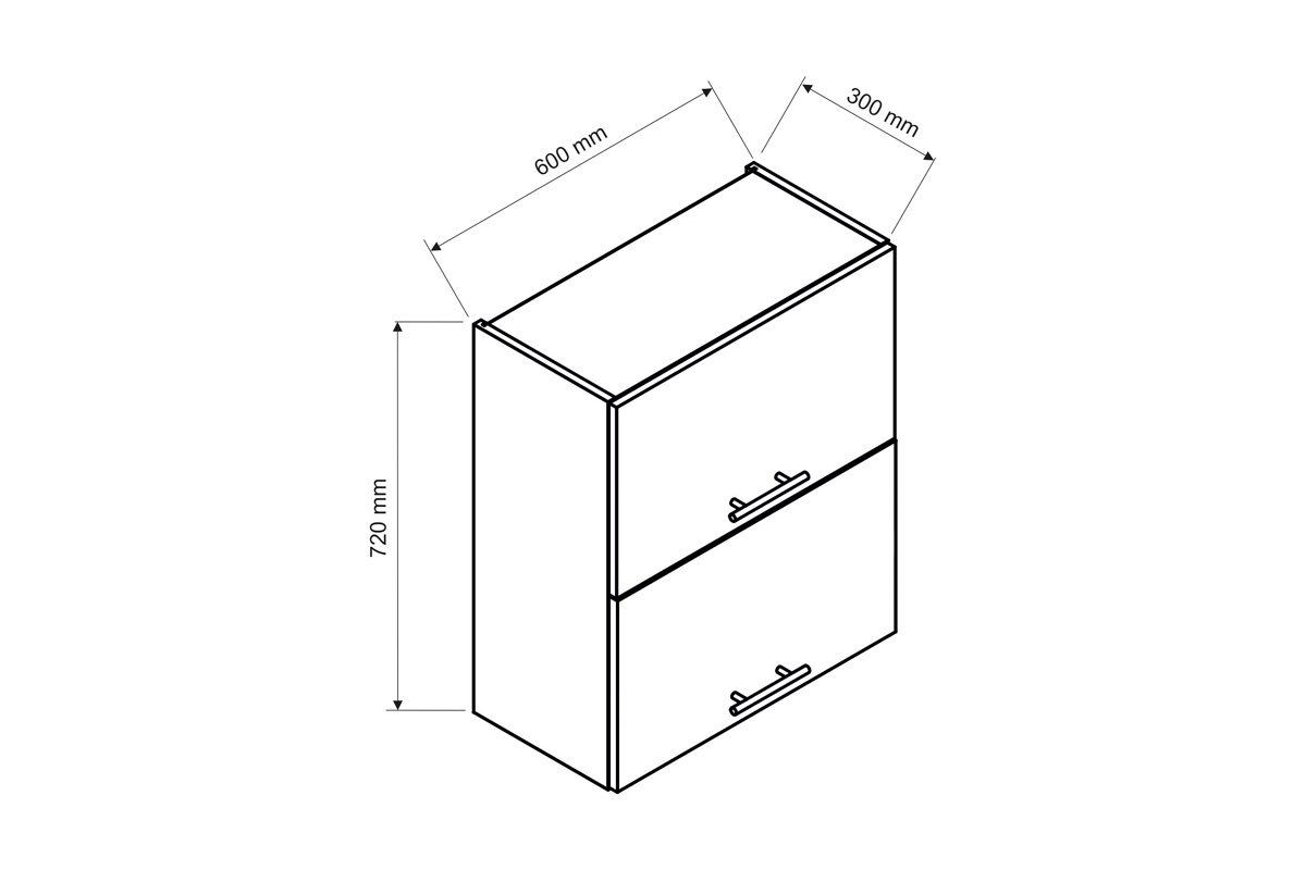 Kate W60 GRF/2 - závesná skrinka s výklopnými dvierkami Rozmery Skrinky Kate