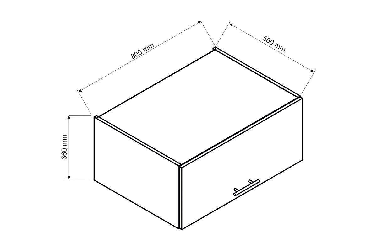 Závěsná digestořová skříňka Kate W80 OKGR/560 Skříňka kate Rozměry 