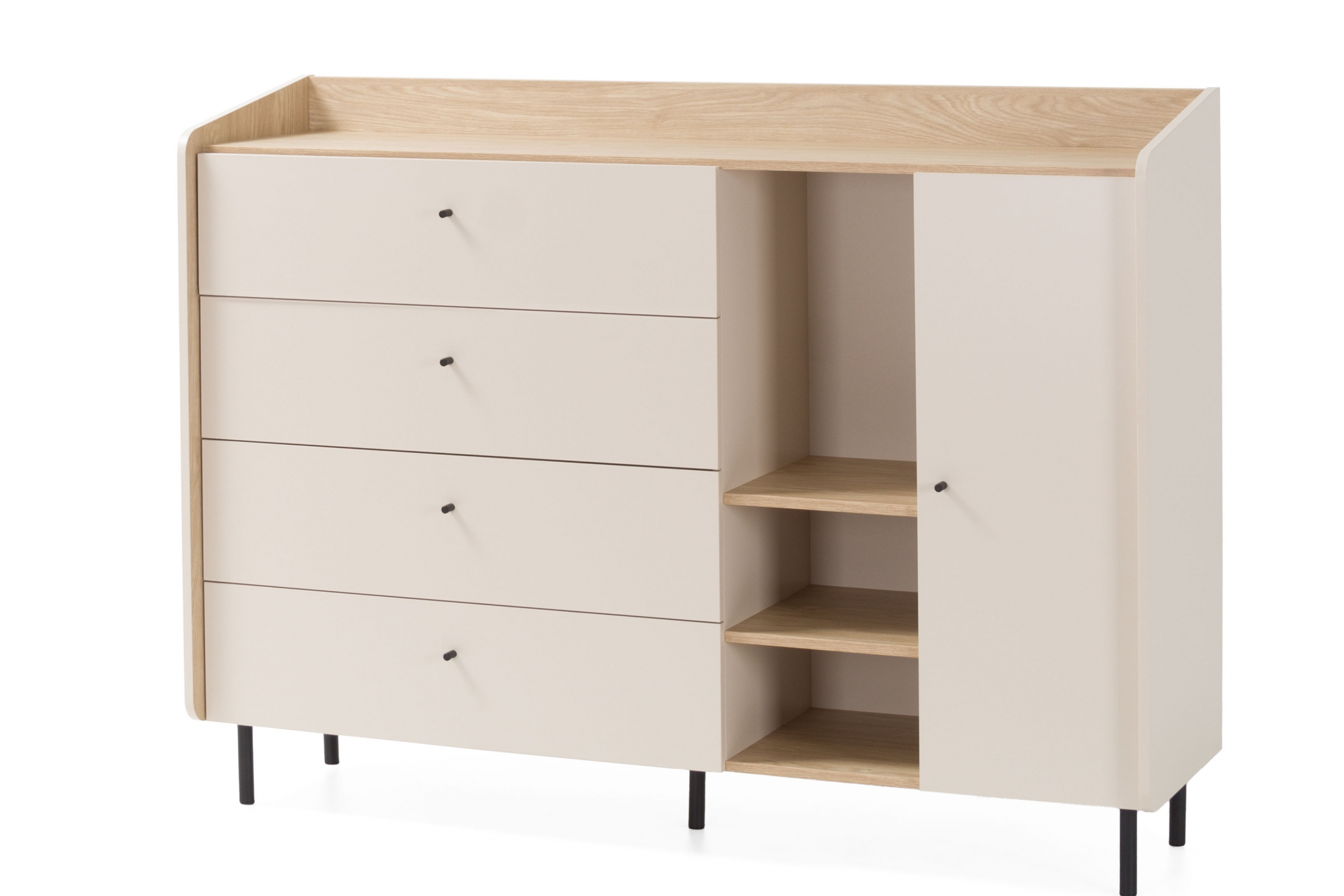 Komoda Alessio 155 cm se zásuvkami - béžová Pískový / dub olejowany Komoda Alessio 7 se zásuvkami 155 cm - béžová Pískový / dub olejowany