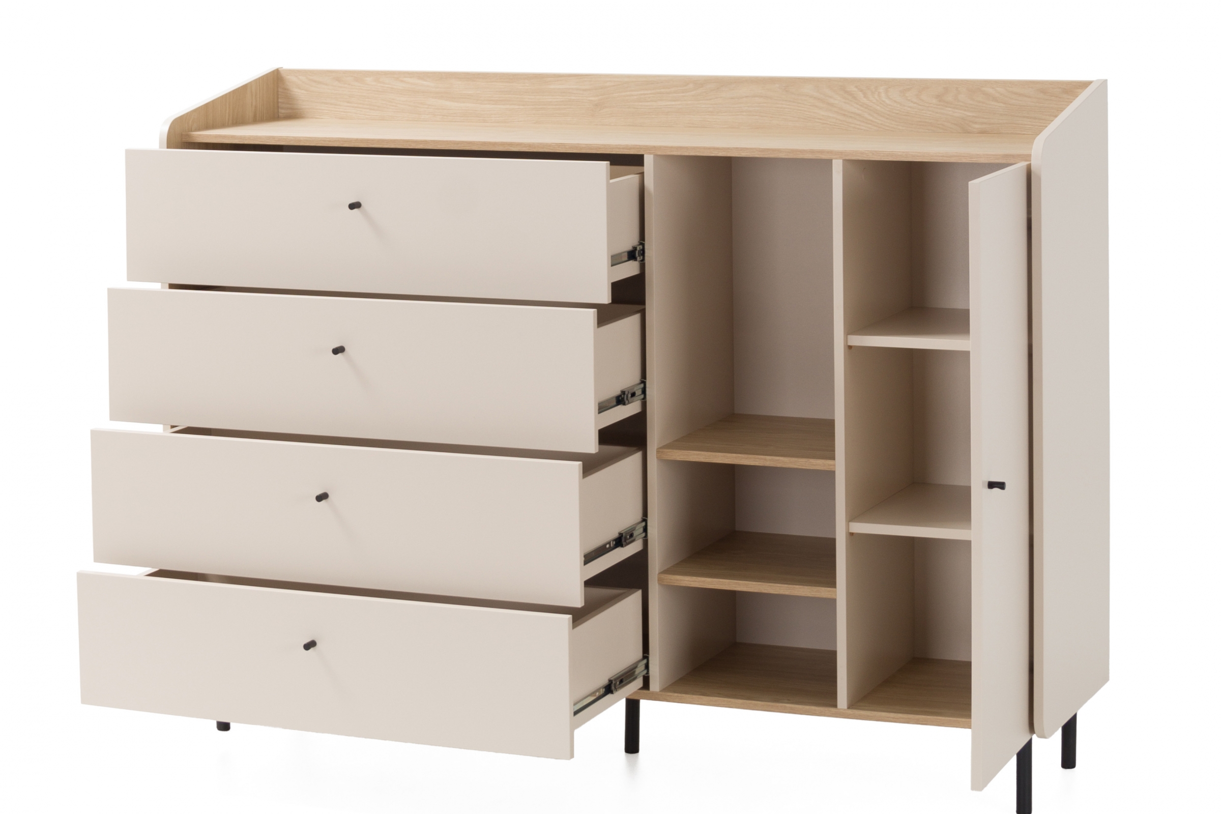 Komoda Alessio 155 cm se zásuvkami - béžová Pískový / dub olejowany Komoda Alessio 7 se zásuvkami 155 cm - béžová Pískový / dub olejowany