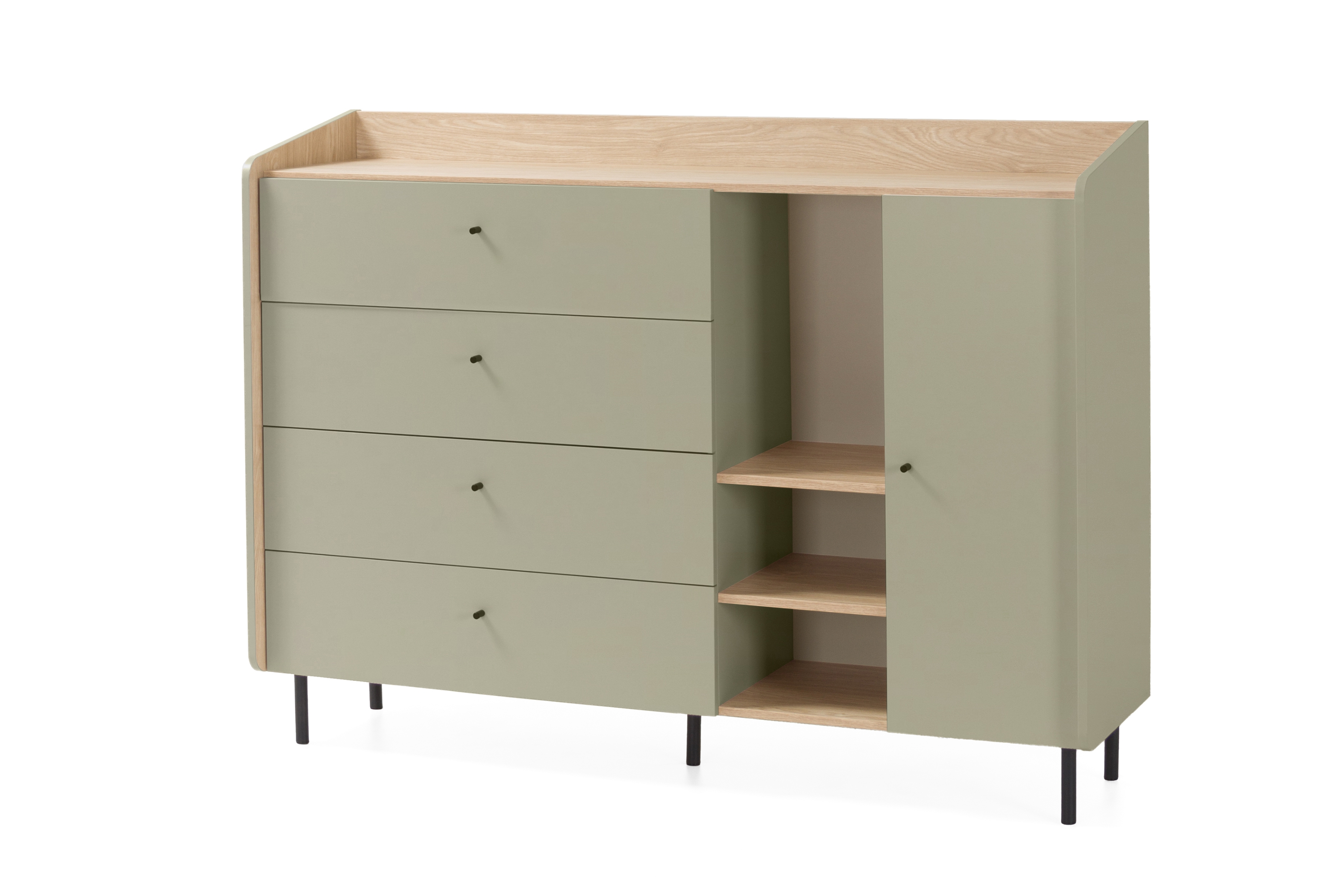 Komoda se zásuvkami Alessio 155 cm - eukaliptus / dub baltic dune Komoda Alessio 7 se zásuvkami 155 cm - eukaliptus / dub olejowany