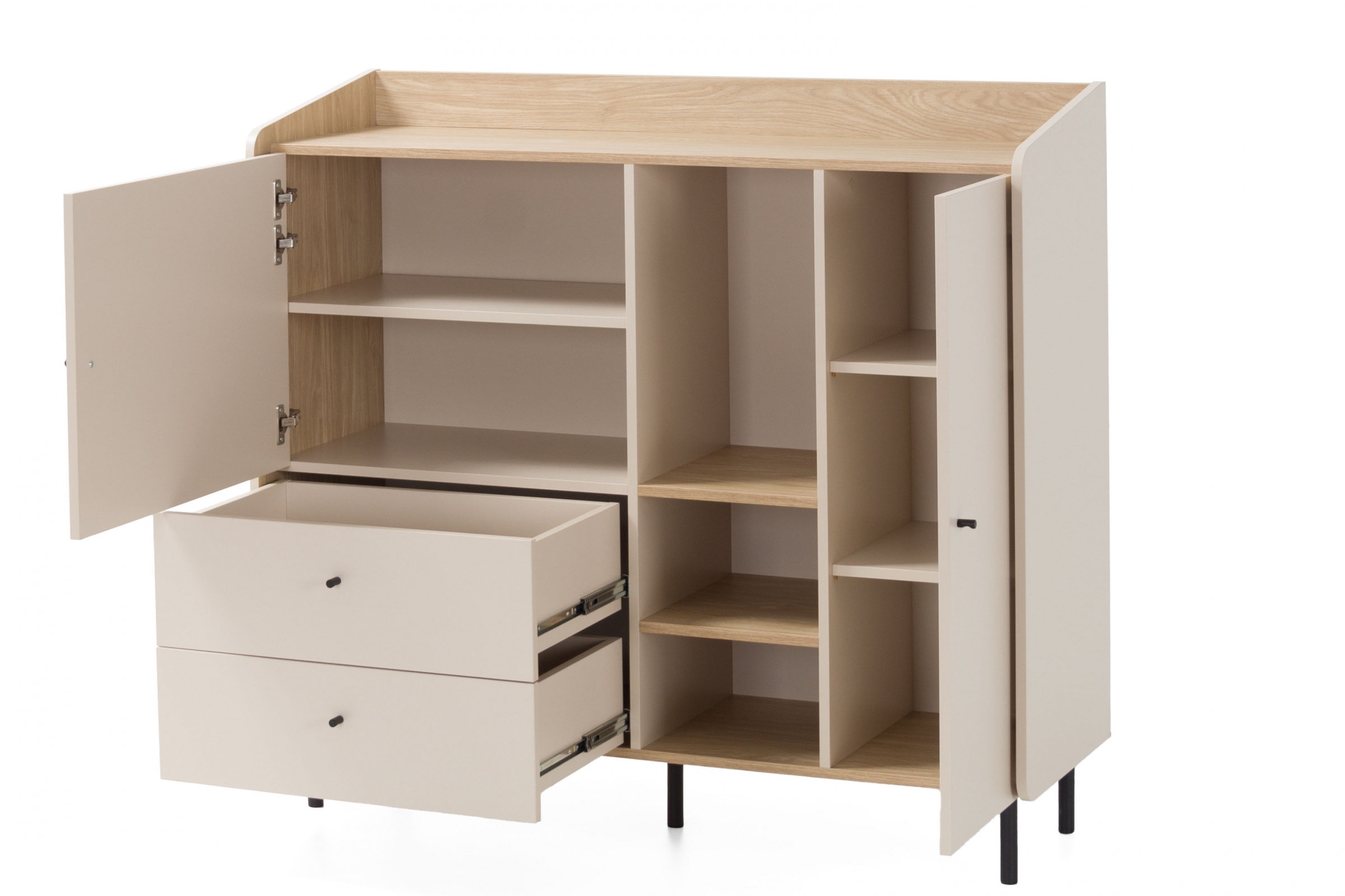 Komoda Alessio 125 cm se zásuvkami - béžová Pískový / dub olejowany Komoda Alessio 8 se zásuvkami 125 cm - béžová Pískový / dub olejowany