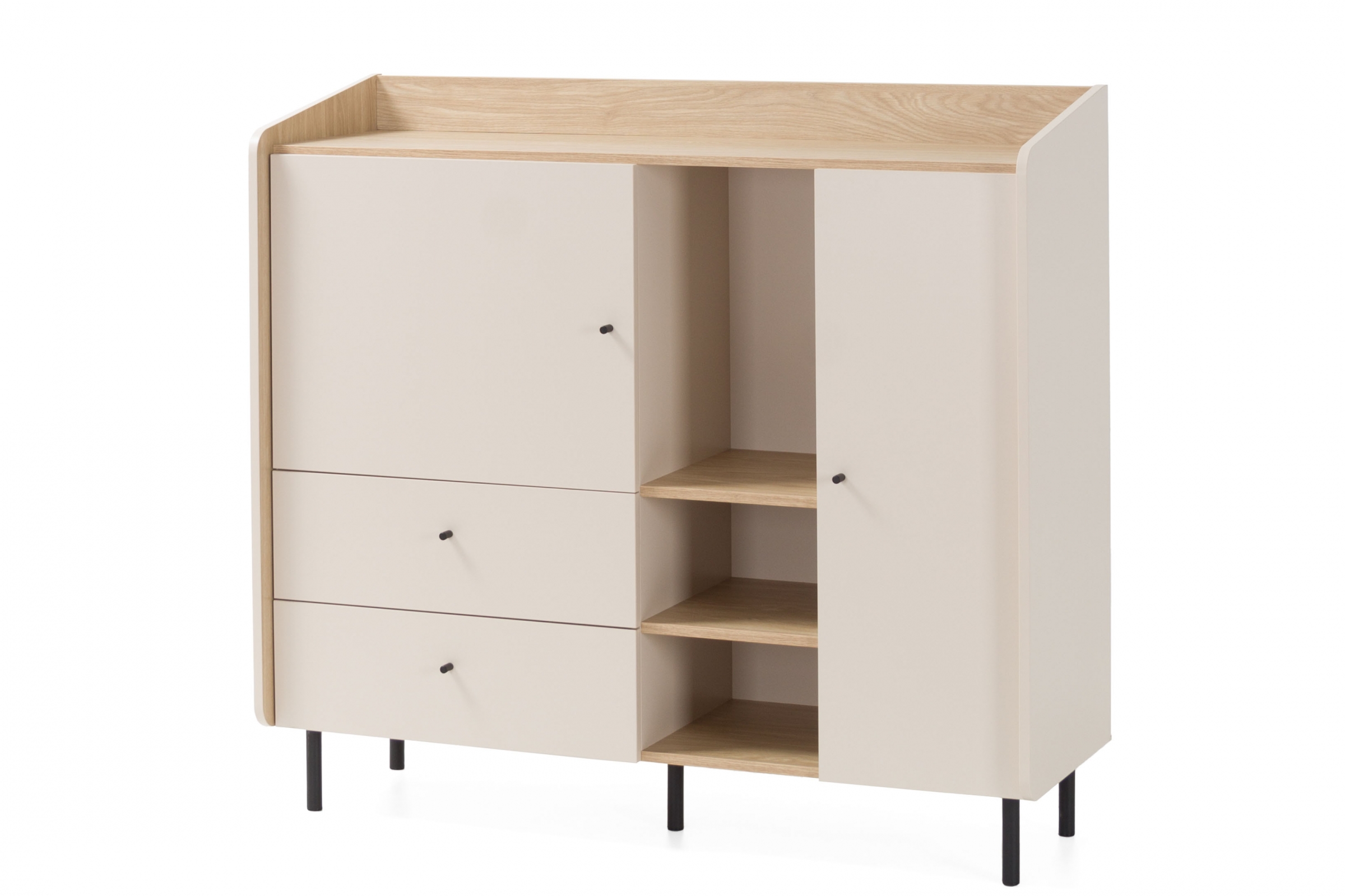 Komoda Alessio 125 cm se zásuvkami - béžová Pískový / dub olejowany Komoda Alessio 8 se zásuvkami 125 cm - béžová Pískový / dub olejowany