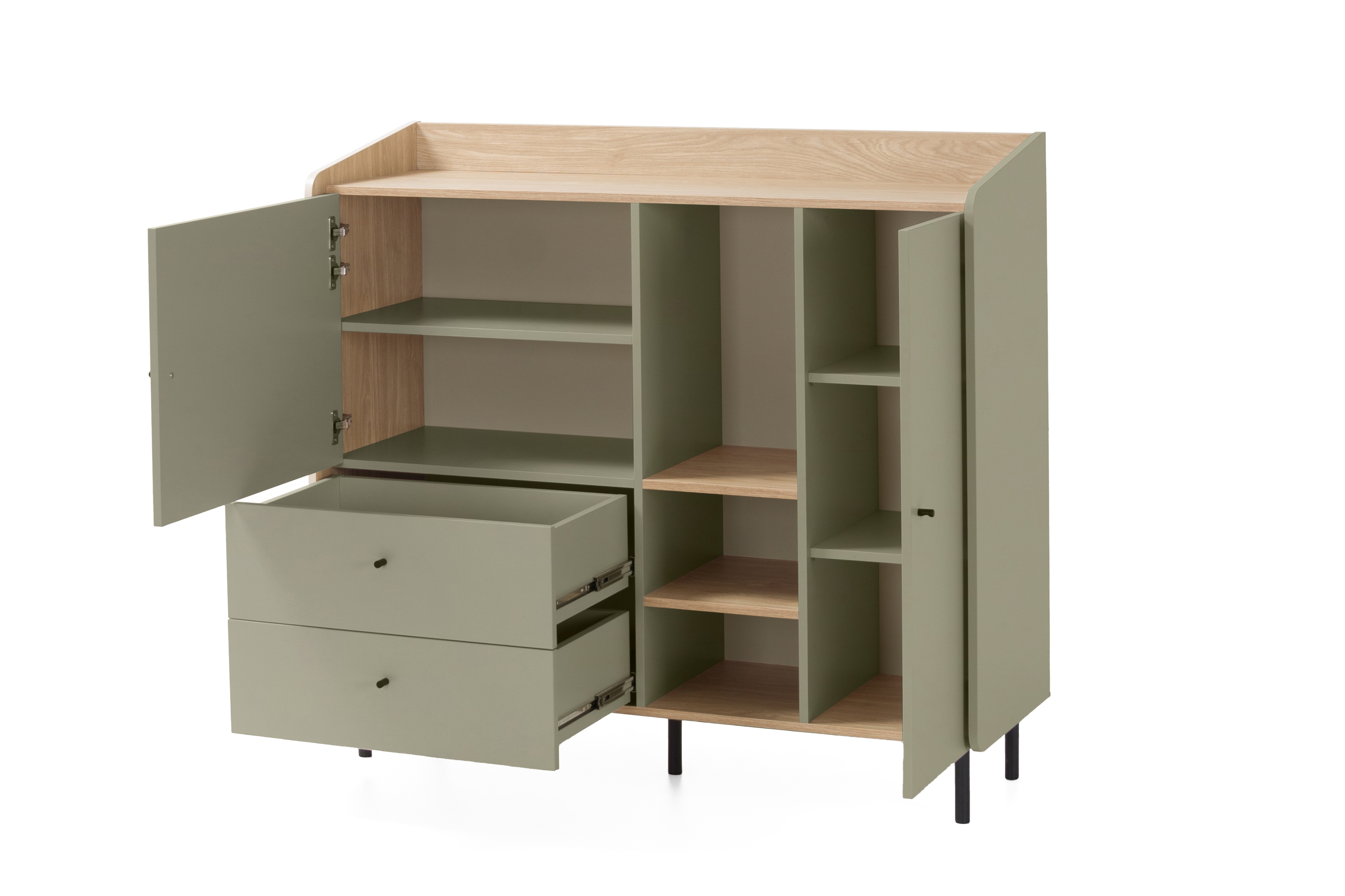 Komoda Alessio 125 cm se zásuvkami - eukaliptus / dub baltic dune Komoda Alessio 8 se zásuvkami 125 cm - eukaliptus / dub olejowany