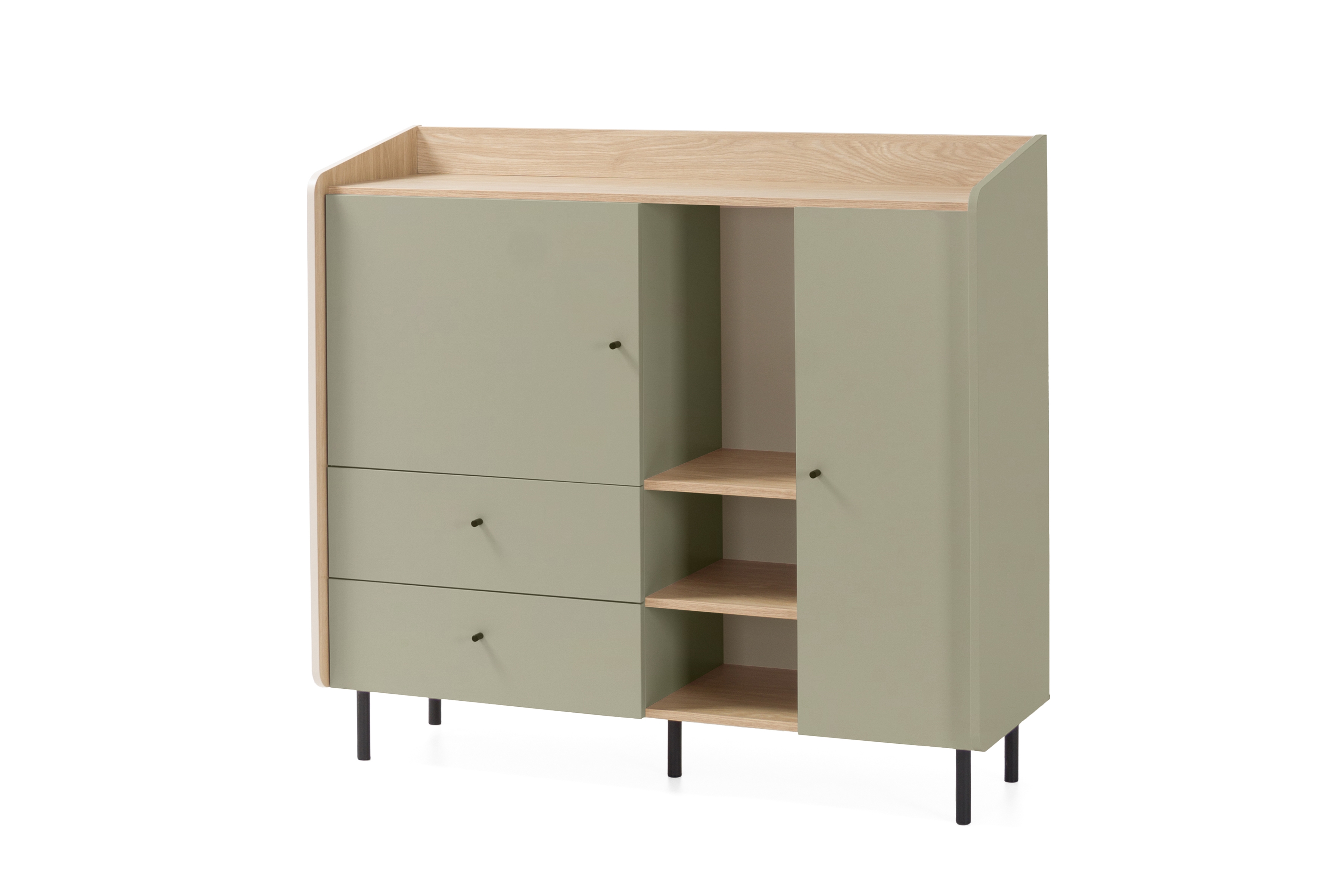 Komoda Alessio 125 cm se zásuvkami - eukaliptus / dub baltic dune Komoda Alessio 8 se zásuvkami 125 cm - eukaliptus / dub olejowany