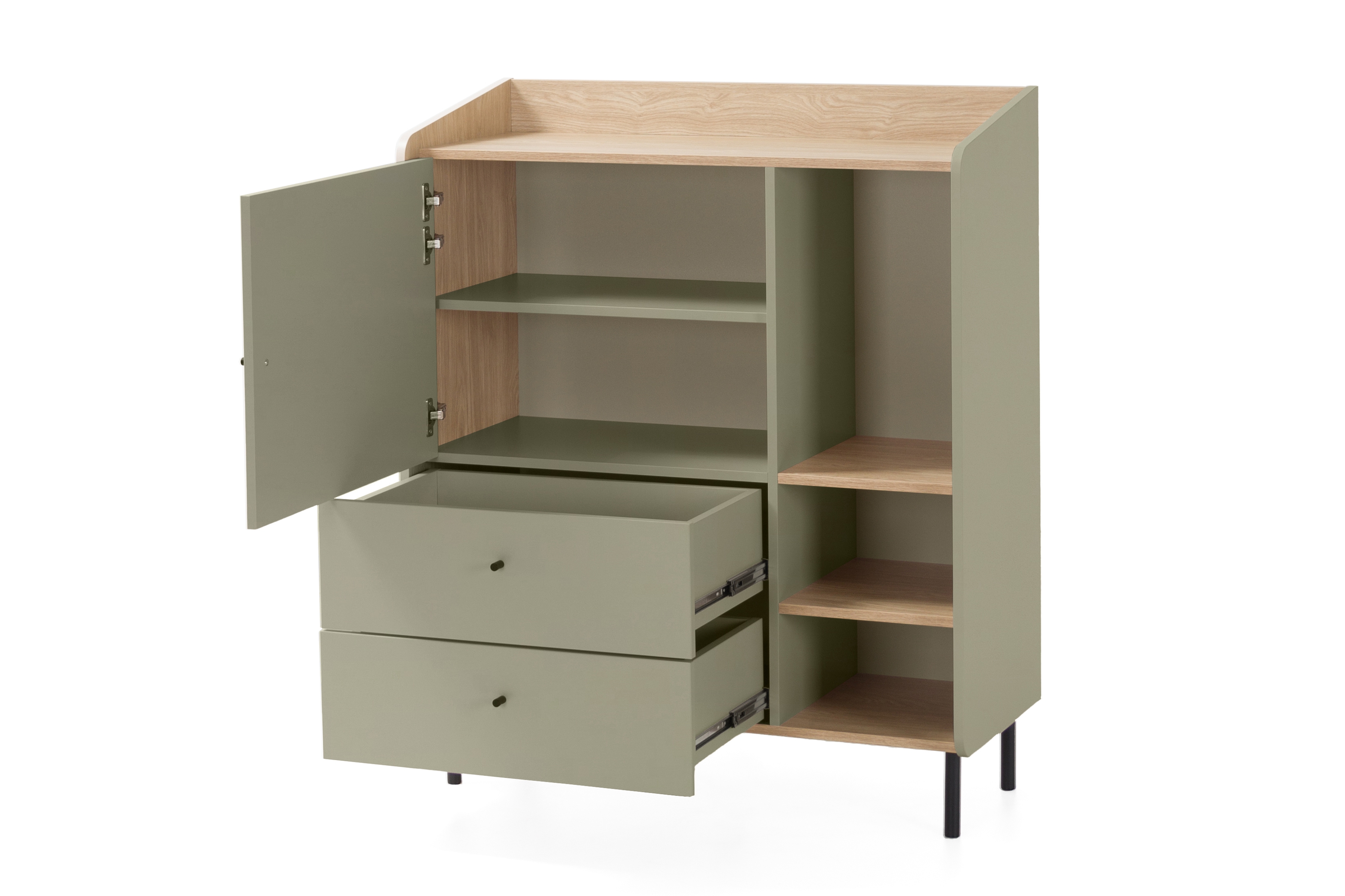 Komoda se zásuvkami Alessio 95 cm - eukaliptus / dub baltic dune Komoda Alessio 9 se zásuvkami 95 cm - eukaliptus / dub olejowany