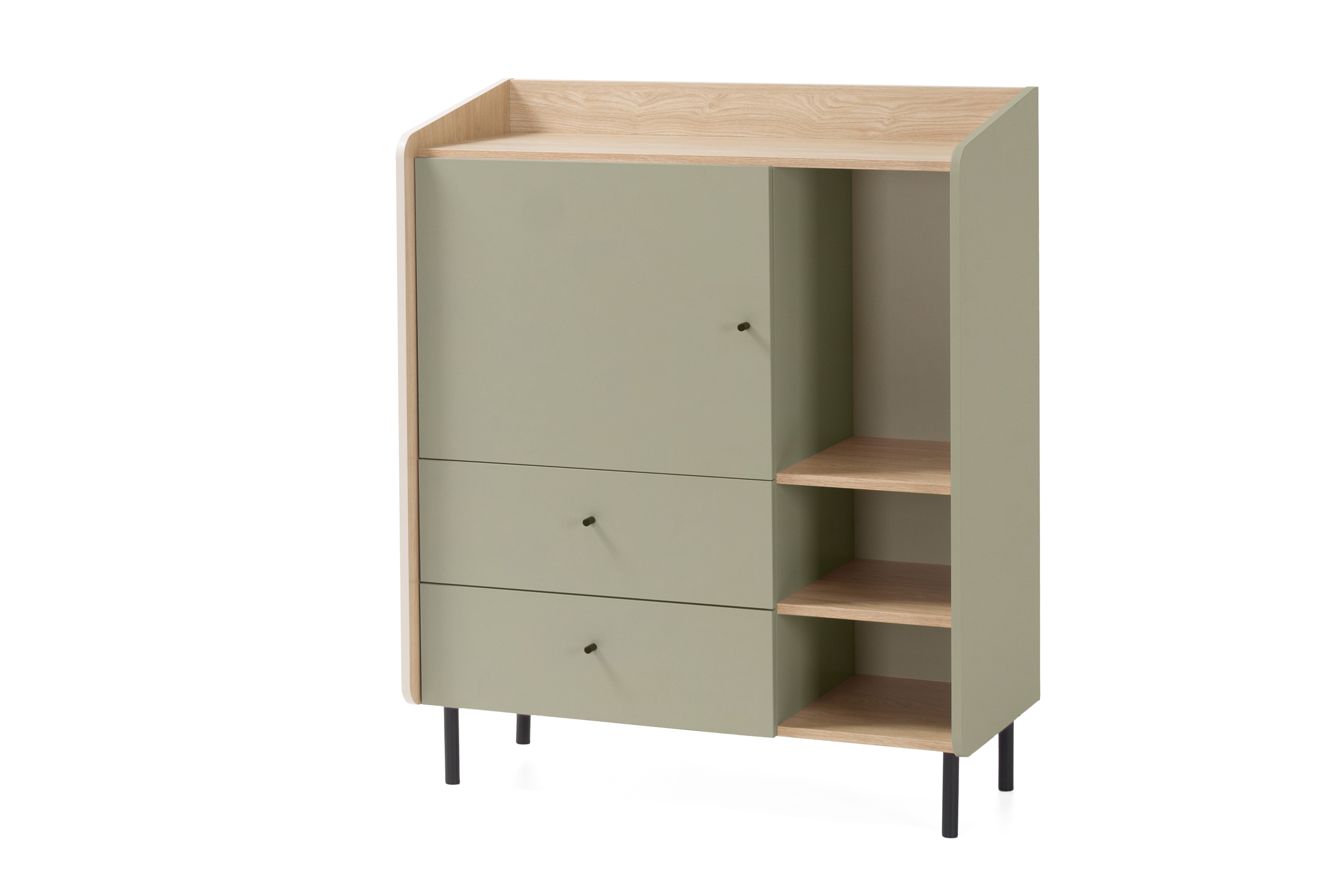 Komoda se zásuvkami Alessio 95 cm - eukaliptus / dub baltic dune Komoda Alessio 9 se zásuvkami 95 cm - eukaliptus / dub olejowany