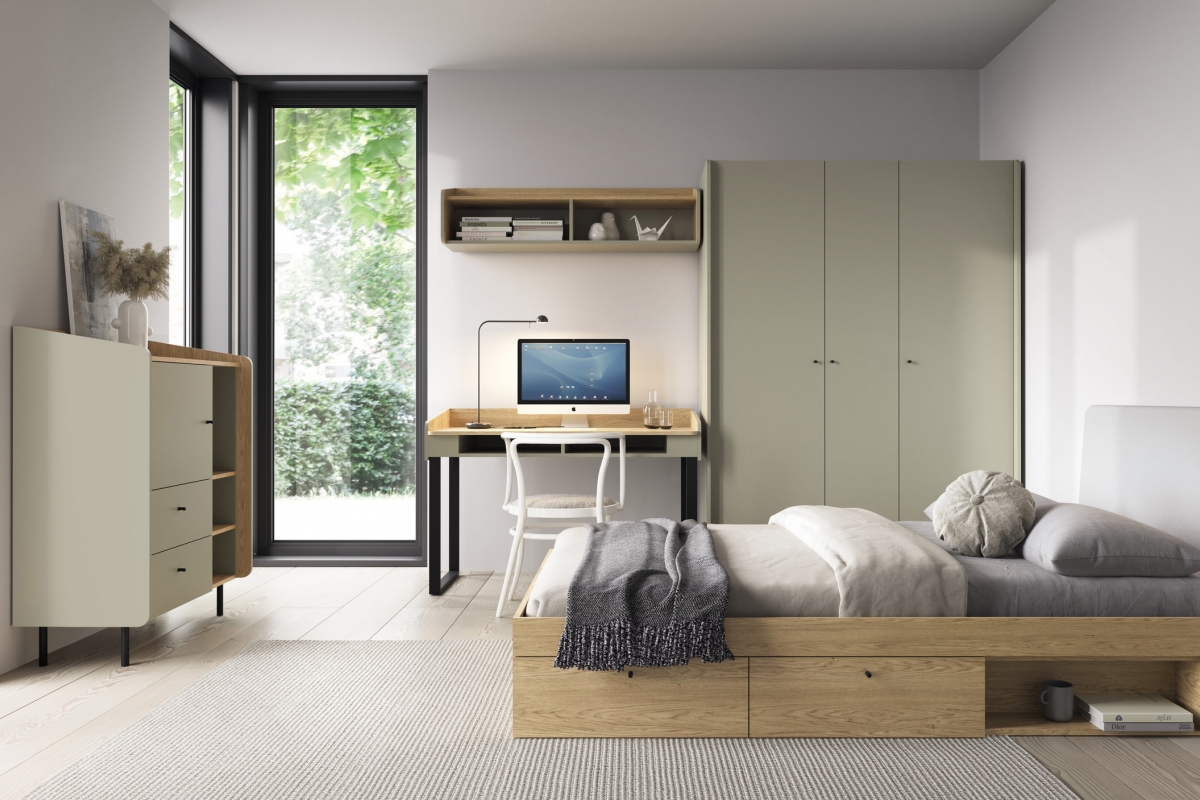 Komoda se zásuvkami Alessio 95 cm - eukaliptus / dub baltic dune Komoda Alessio 9 se zásuvkami 95 cm - eukaliptus / dub olejowany