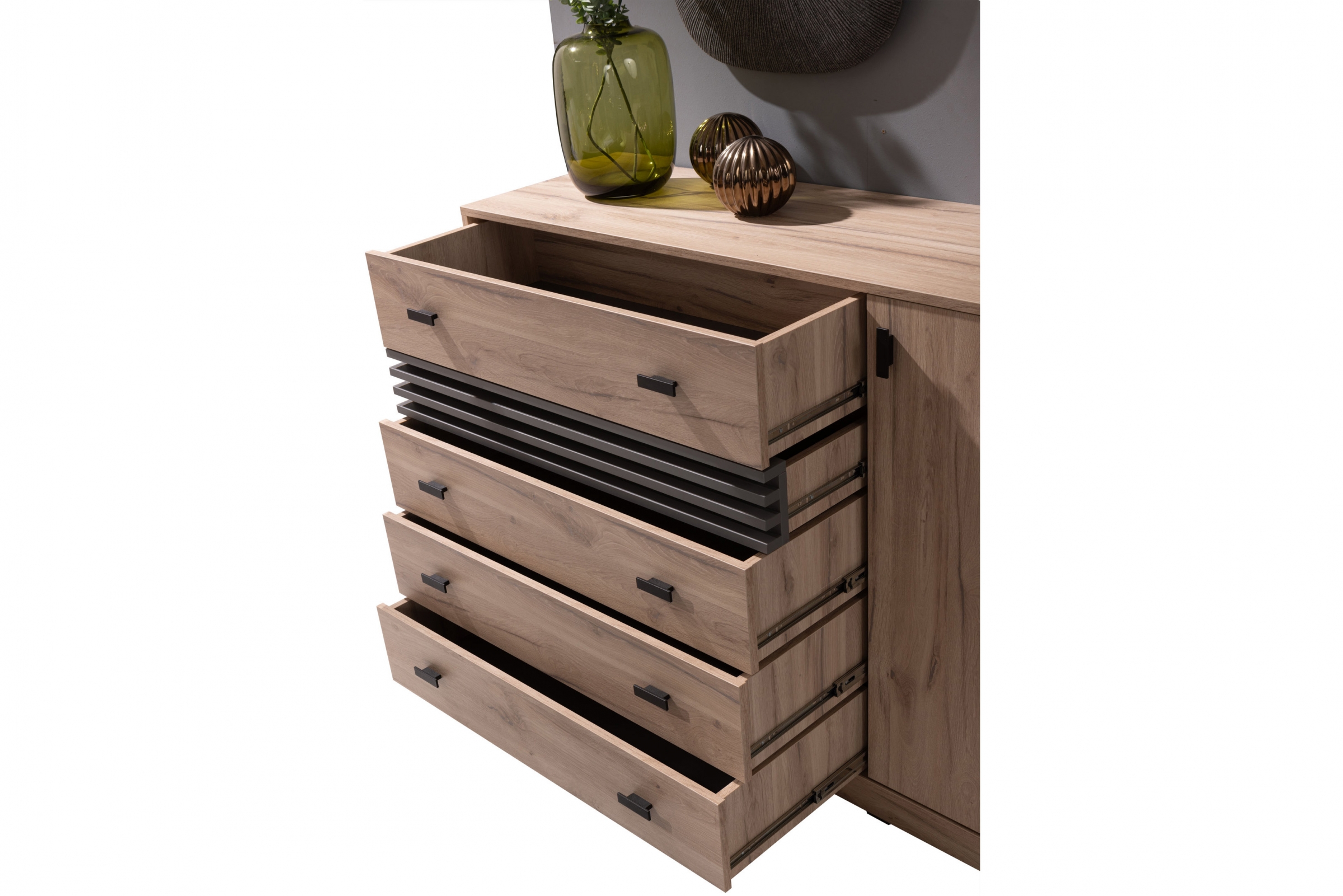 Komoda Allmo AL17 135 cm so zásuvkami - dub estana / antracit Komoda Allmo AL17 so zásuvkami 135 cm - Dub estana / Antracytová