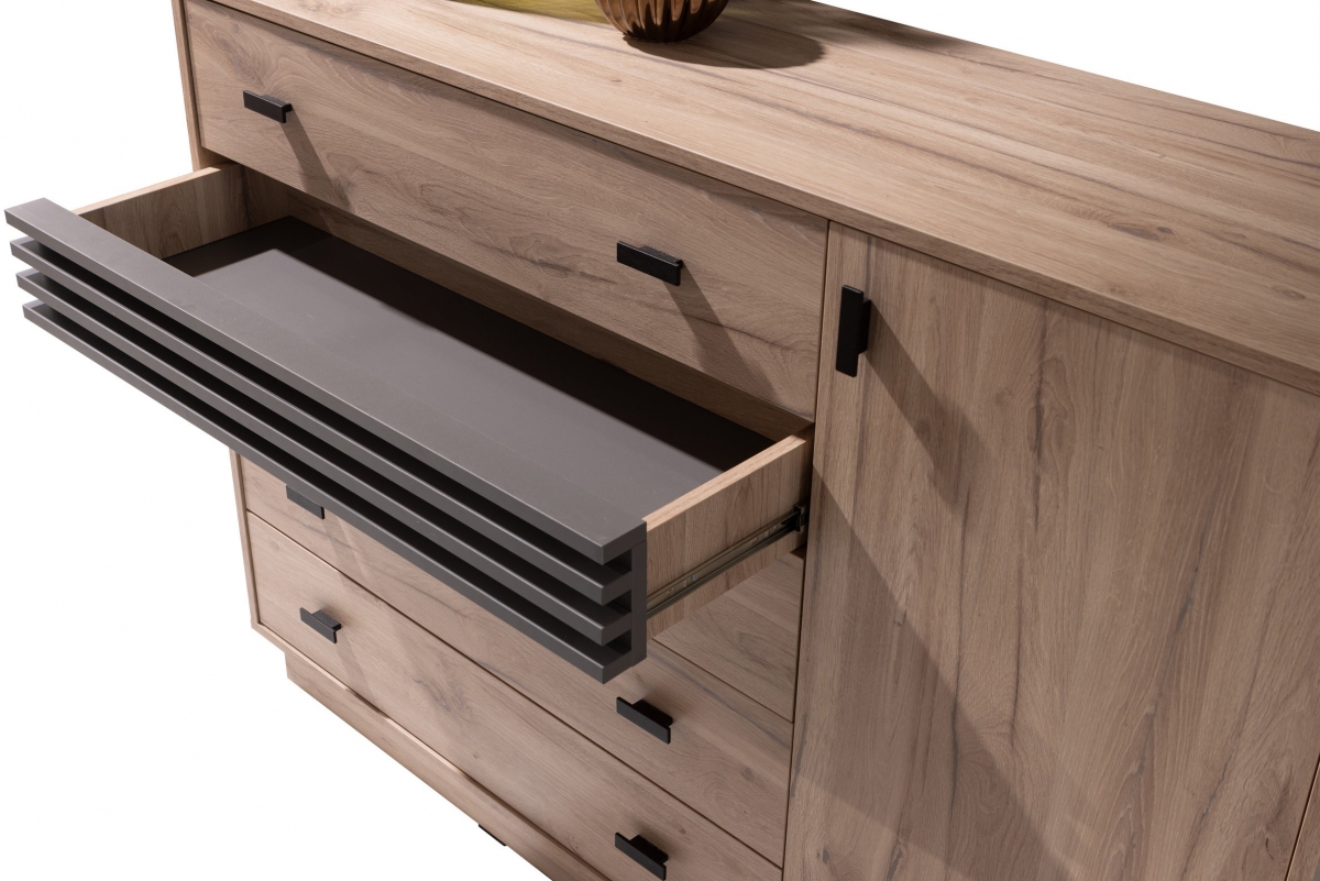 Komoda Allmo AL17 135 cm so zásuvkami - dub estana / antracit Komoda Allmo AL17 so zásuvkami 135 cm - Dub estana / Antracytová