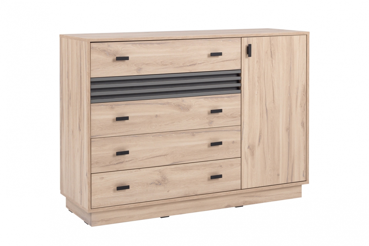 Komoda Allmo AL17 135 cm so zásuvkami - dub estana / antracit Komoda Allmo AL17 so zásuvkami 135 cm - Dub estana / Antracytová