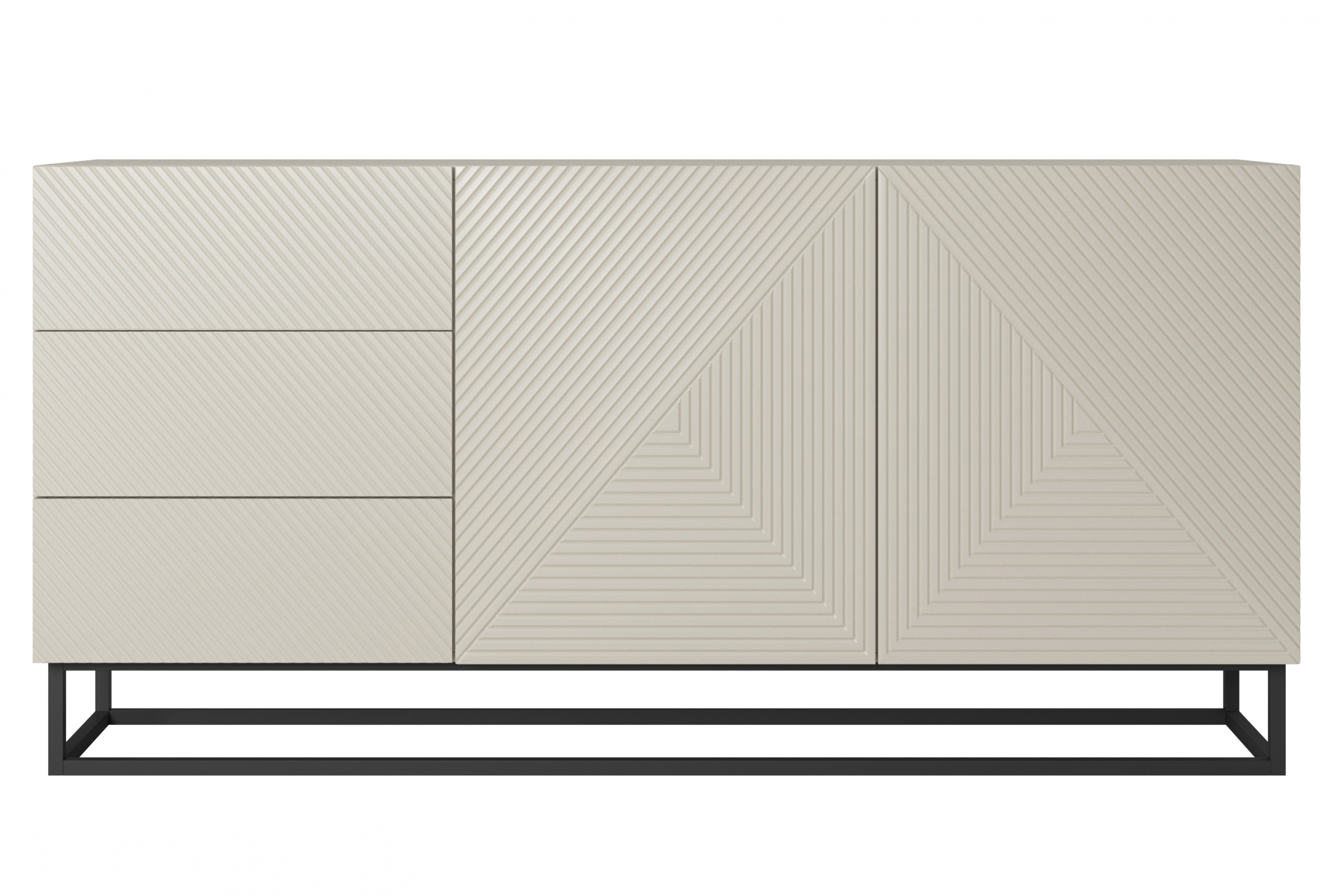 Komoda Asha 167 cm na čiernom podstavci - kašmírová Komoda Asha 167 cm so zásuvkami i metalowymi nogami - kašmír
